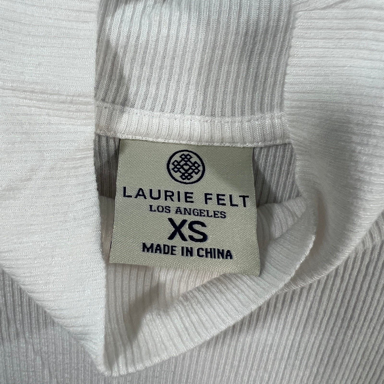 Laurie Felt Rib Silky Rayon Made From Bamboo Turtle Neck White, X-Small