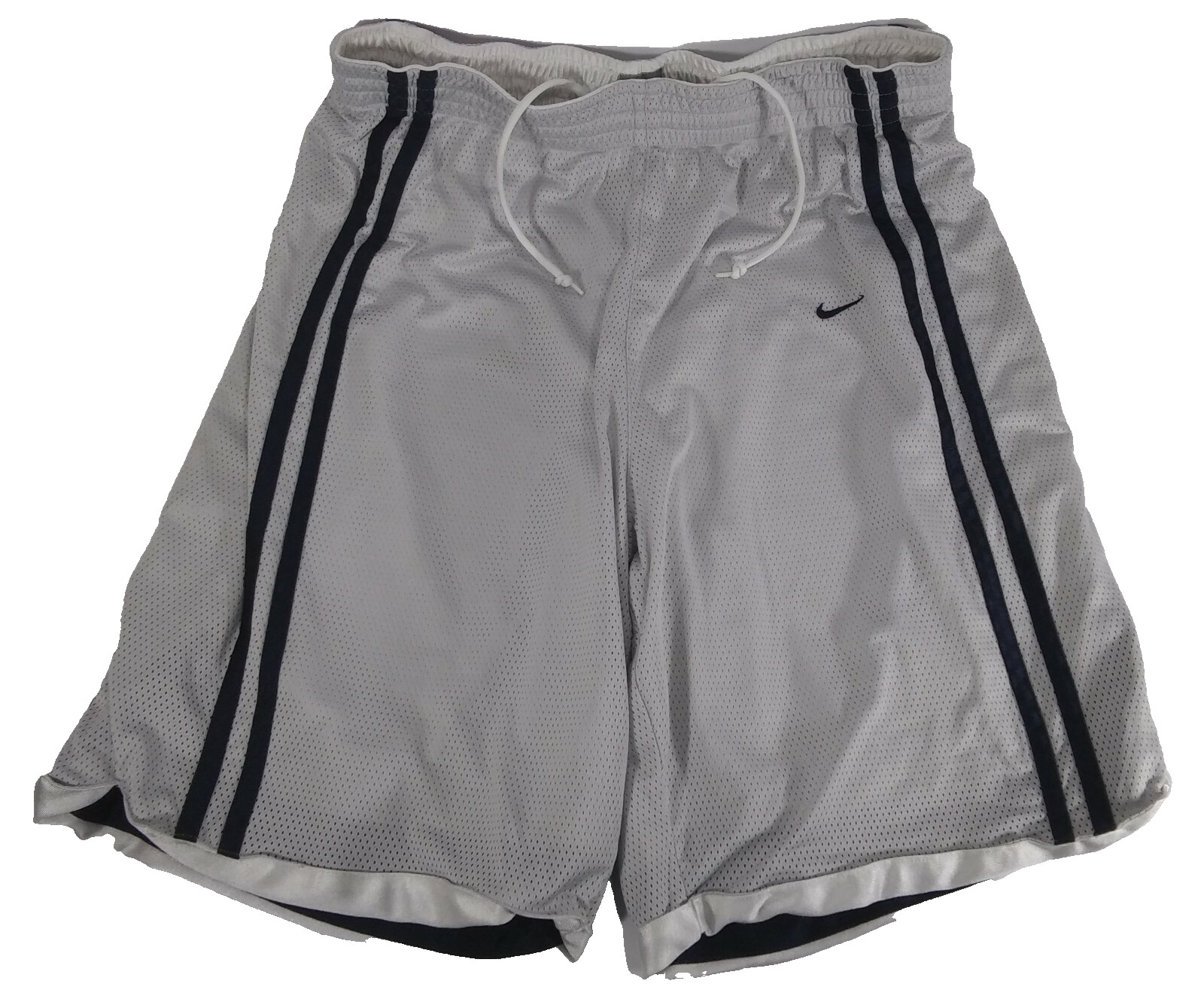 Nike Mens Basketball Shorts Reversible White Gray Blue Stripes 32-36″W
