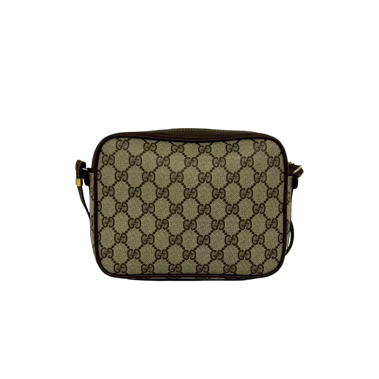 GUCCI Vintage Old Gucci GG Logo Pattern Leather Mini Shoulder Bag Pochette Brown
