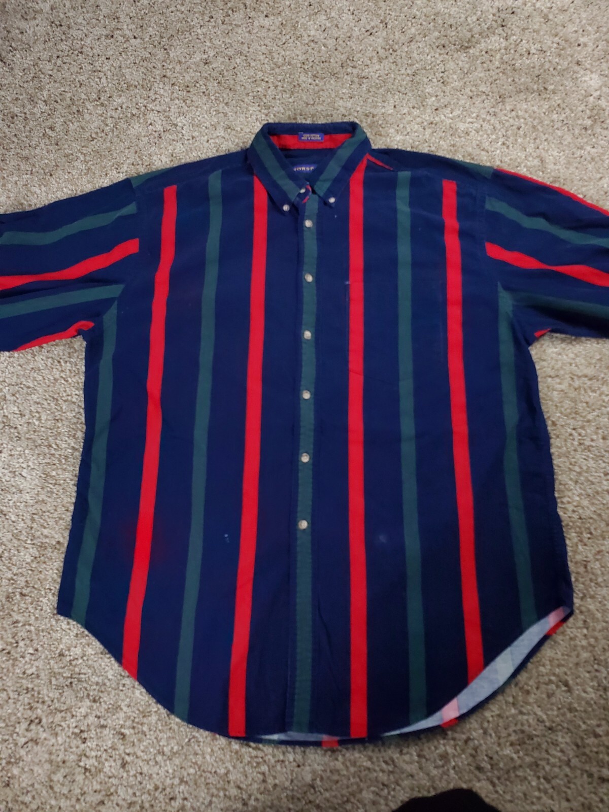 Vintage 90s Norsport Corduroy Shirt Medium Mens Striped Multicolor Button Down