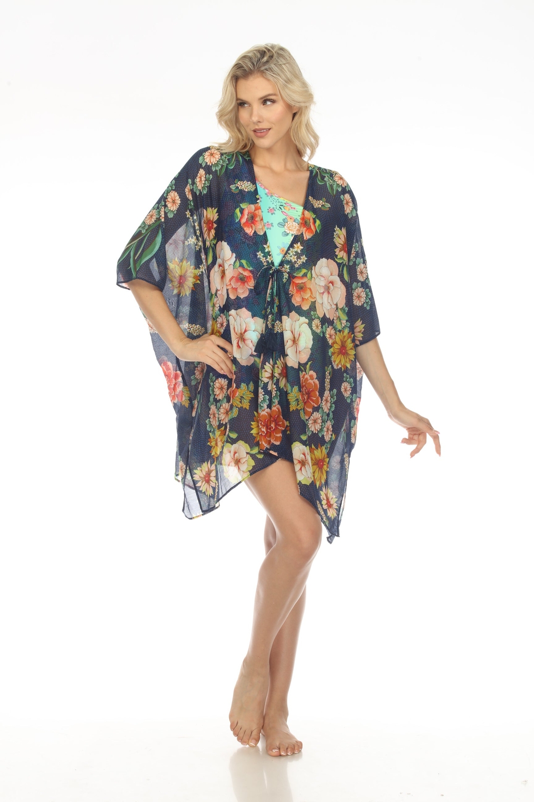 Johnny Was Mia Floral Short Swim Cover-Up Kimono Boho Chic CSW3822BH