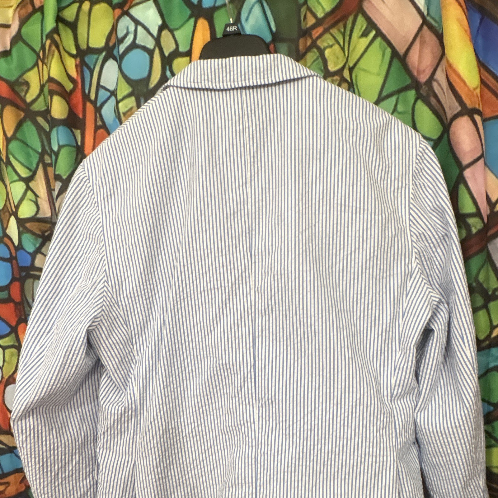 Cremieux Seersucker Pinstripe Jacket Size L. Excellent Condition.