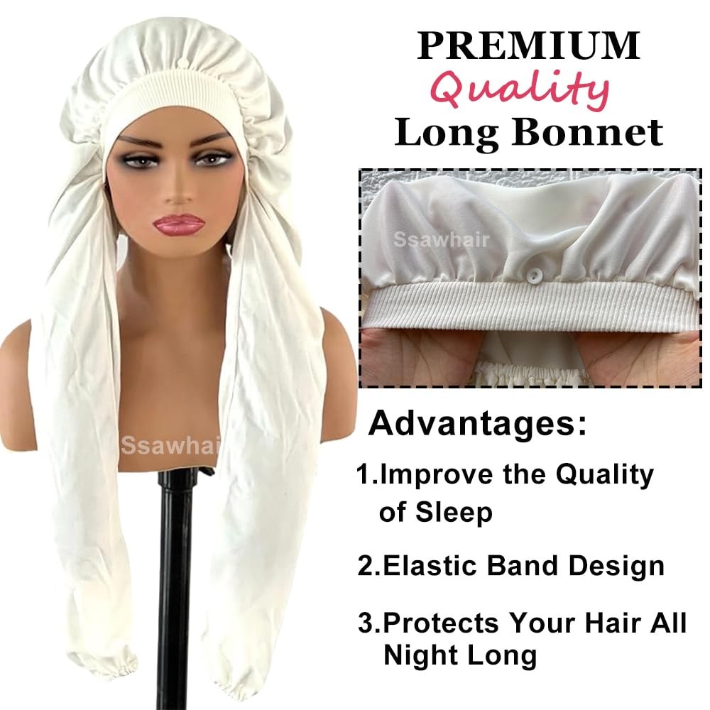 Bonnet for Sleeping,Long Braids Hair Bonnets for Women,2 in 1 Long Hair Prote…