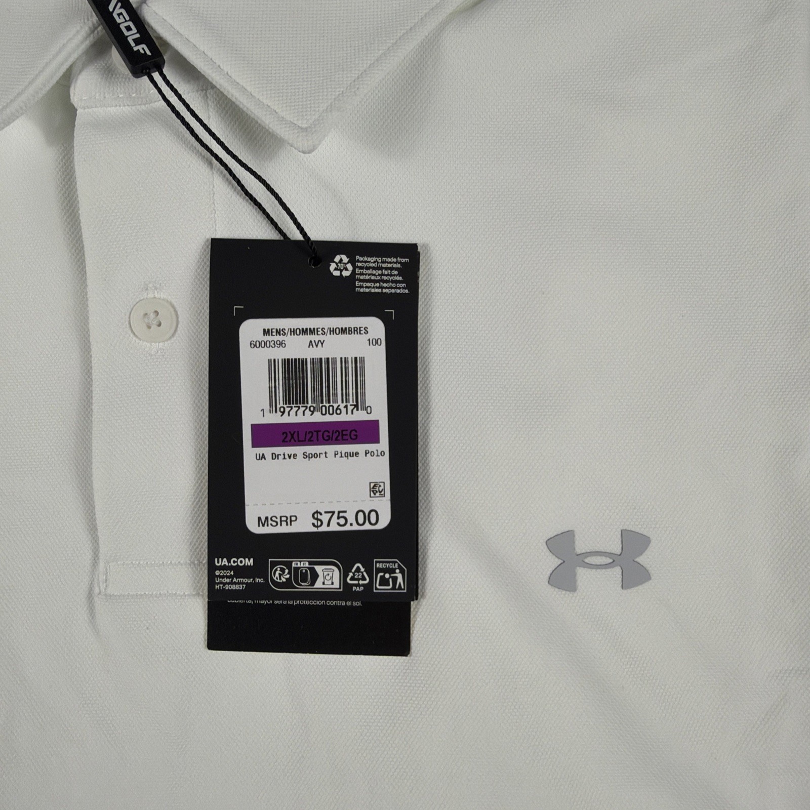 Under Armour Golf Shirt Polo Performance XXL Nylon Spandex NWT MSRP $75