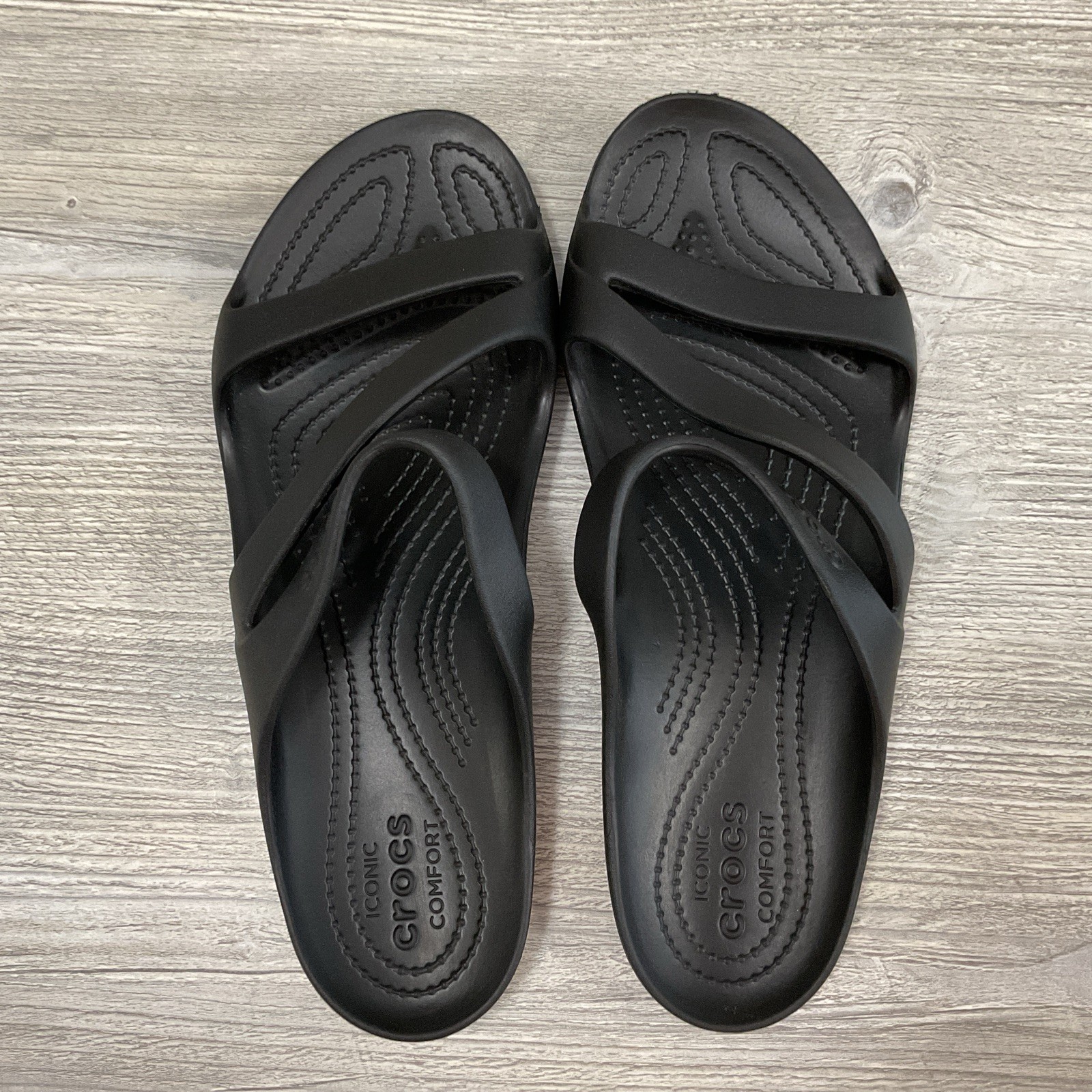 Crocs Sandals Kadee II Flip Flop Thong Black Rubber Slip On Open Toe Womens 11