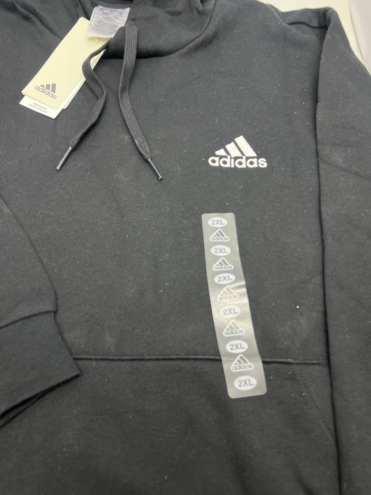 NEW Adidas 2XL Mens Black Pullover Feel Cozy Fleece Hoodie Sweatshirt GV5294