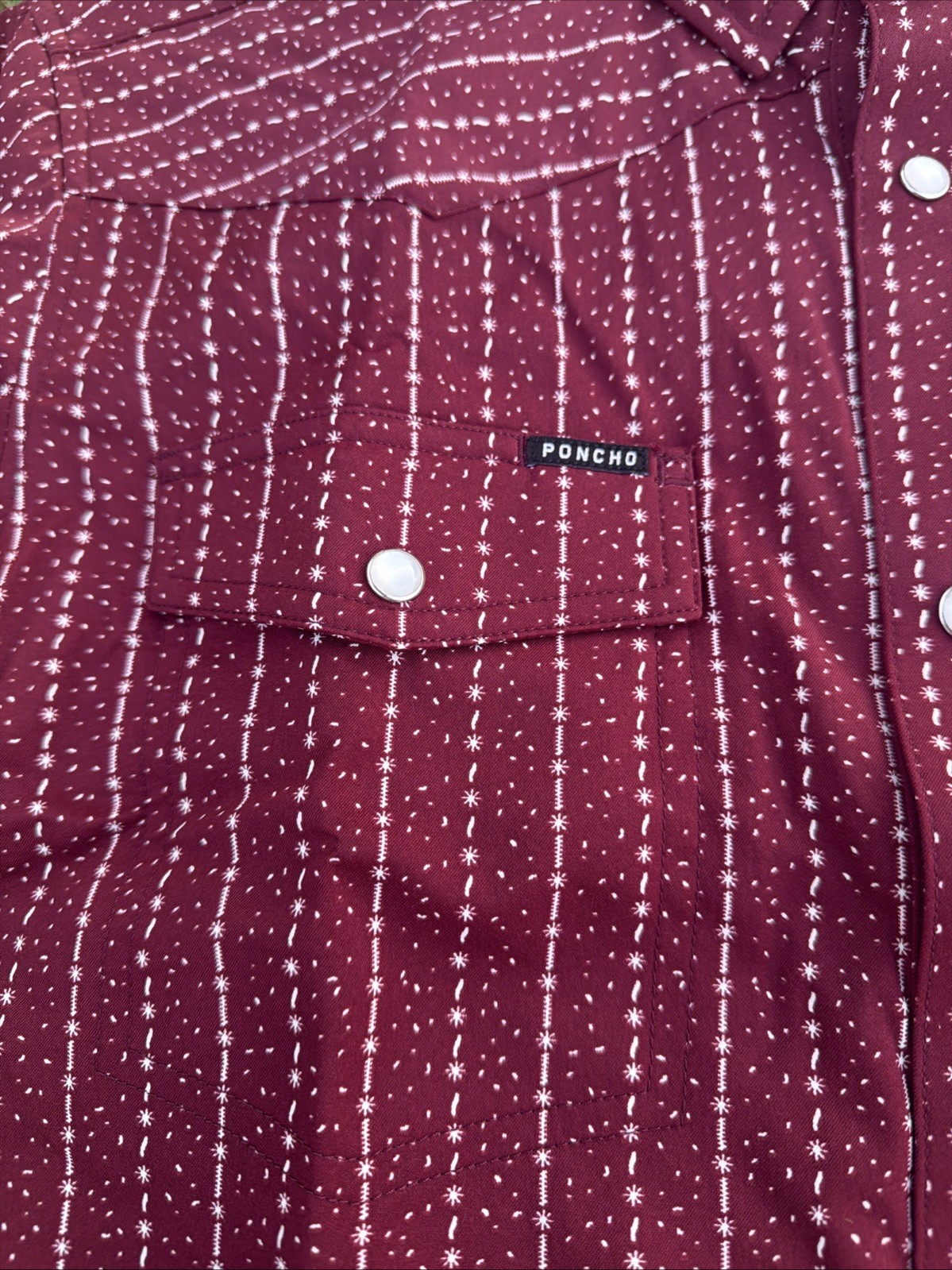Poncho Pearl Snap Men’s Shirt The Farmer Short Sleeve Large Slim Fit