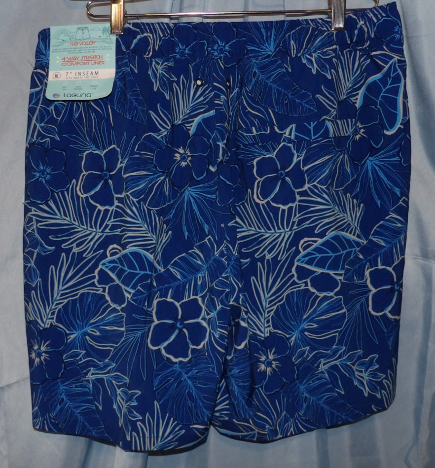 Laguna Blue Tropical Floral Theme Lined Swim Trunks Shorts Men’s Size XL NWT