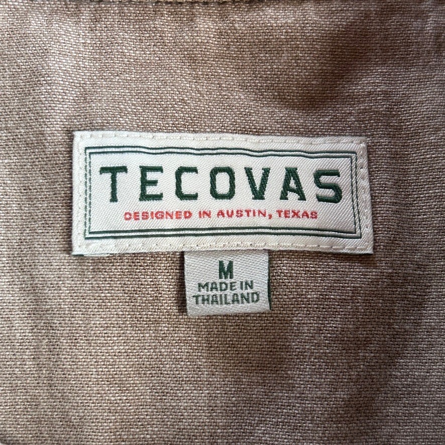 Tecovas Mens Pearl Snap Western Shirt Tan Denim Cotton Cowboy Ranch Wear M