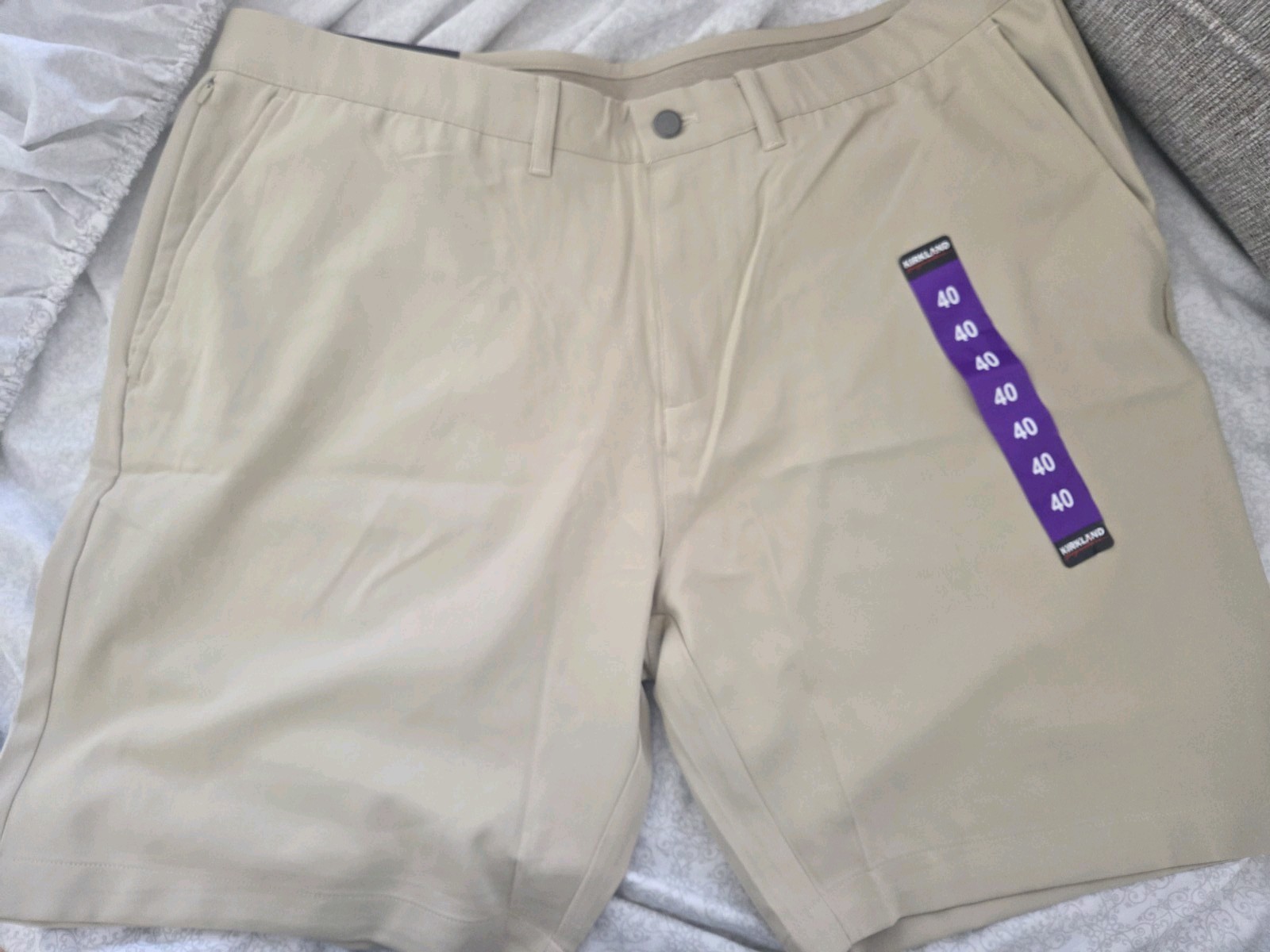 Kirkland Signature Men’s Beige Chino Shorts 8.5″ Inseam UPF 50 Stretch