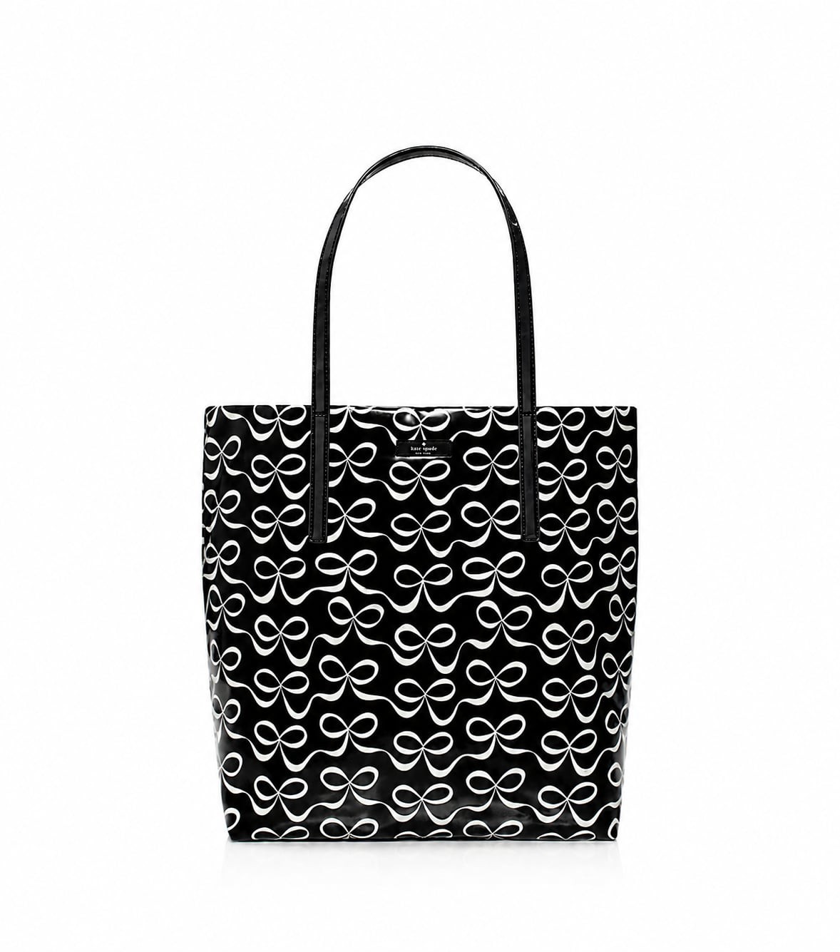 Kate Spade Daycation Bon Shopper Tote Black White Bow Print Coated Canvas