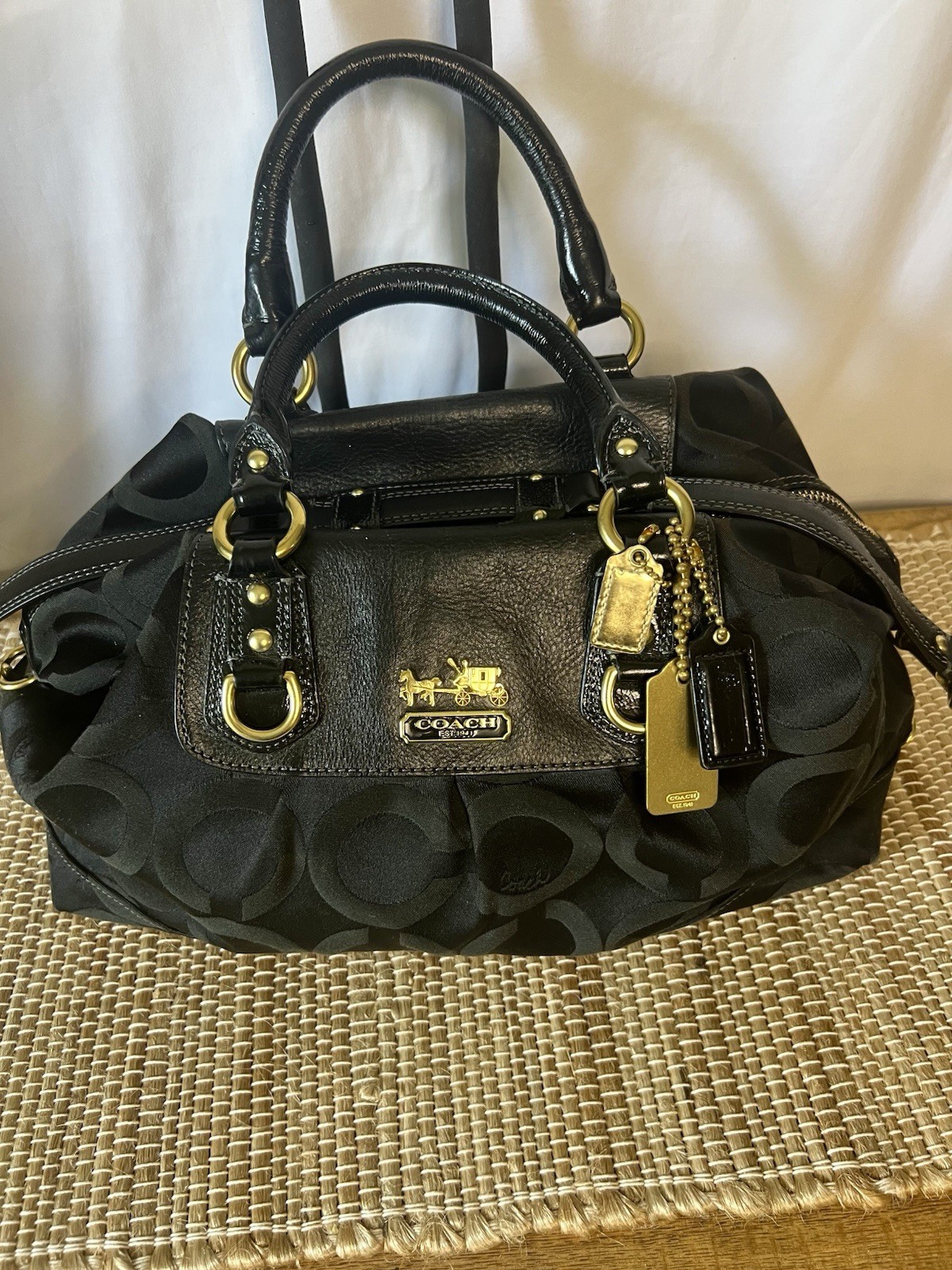Y2K Coach 12943 Madison Op Art Sabrina Satchel in Black
