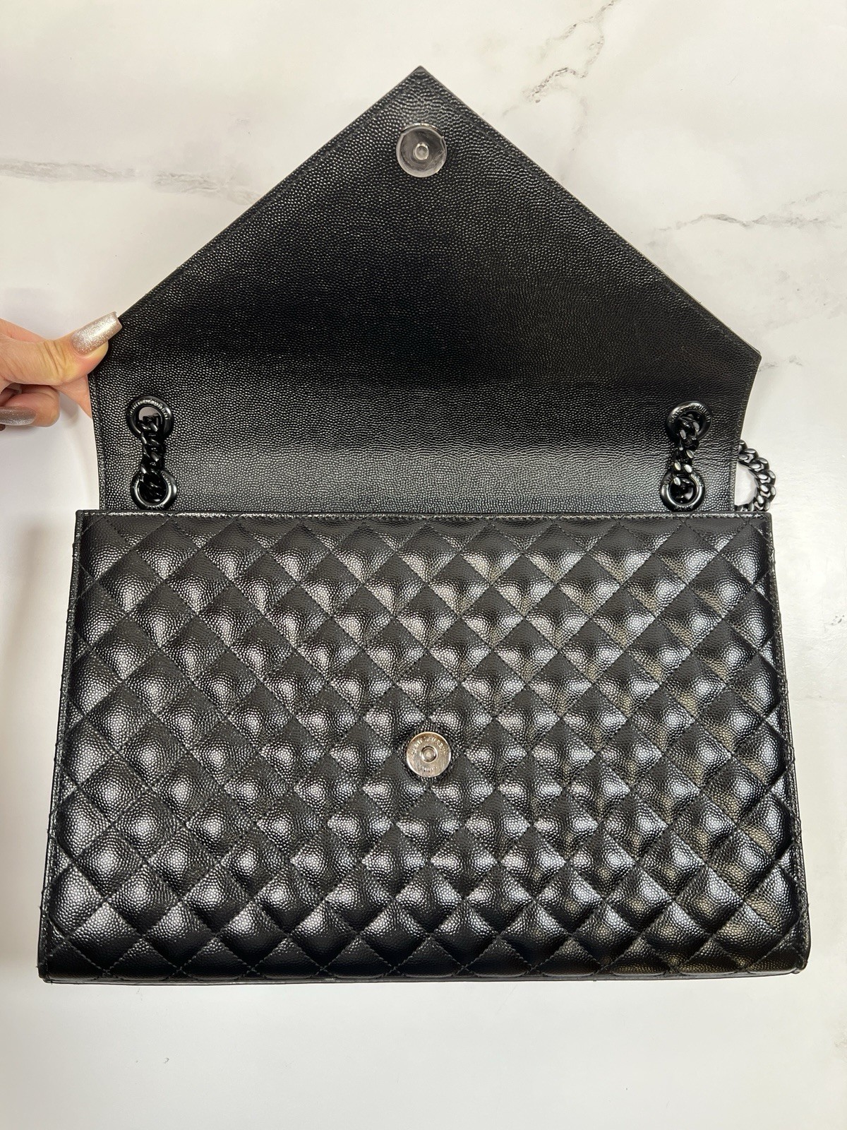 YSL Yves Saint Laurent Mix Matelasse Envelope Shoulder Bag Handbag Purse