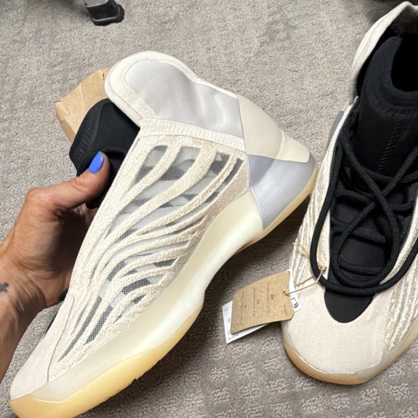 adidas Yeezy Quantum Mist Slate Ivory HQ2085 High Top Lace Up Men’s Sneakers