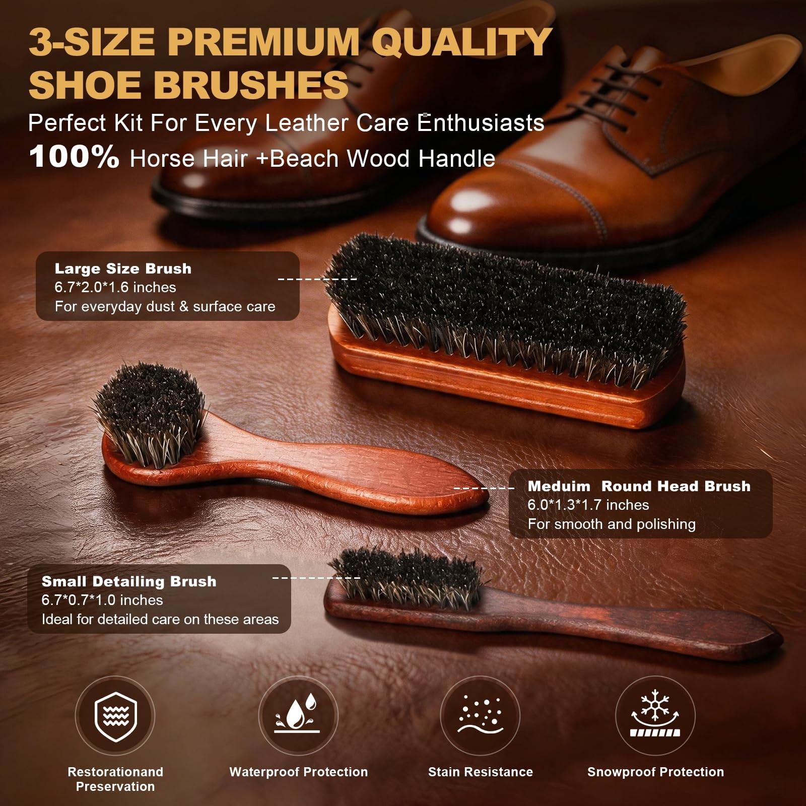 16-in-1 Shoe Polish Kit, Leather Shine Care Cleaning 3.5 Fluid Ounces, Black