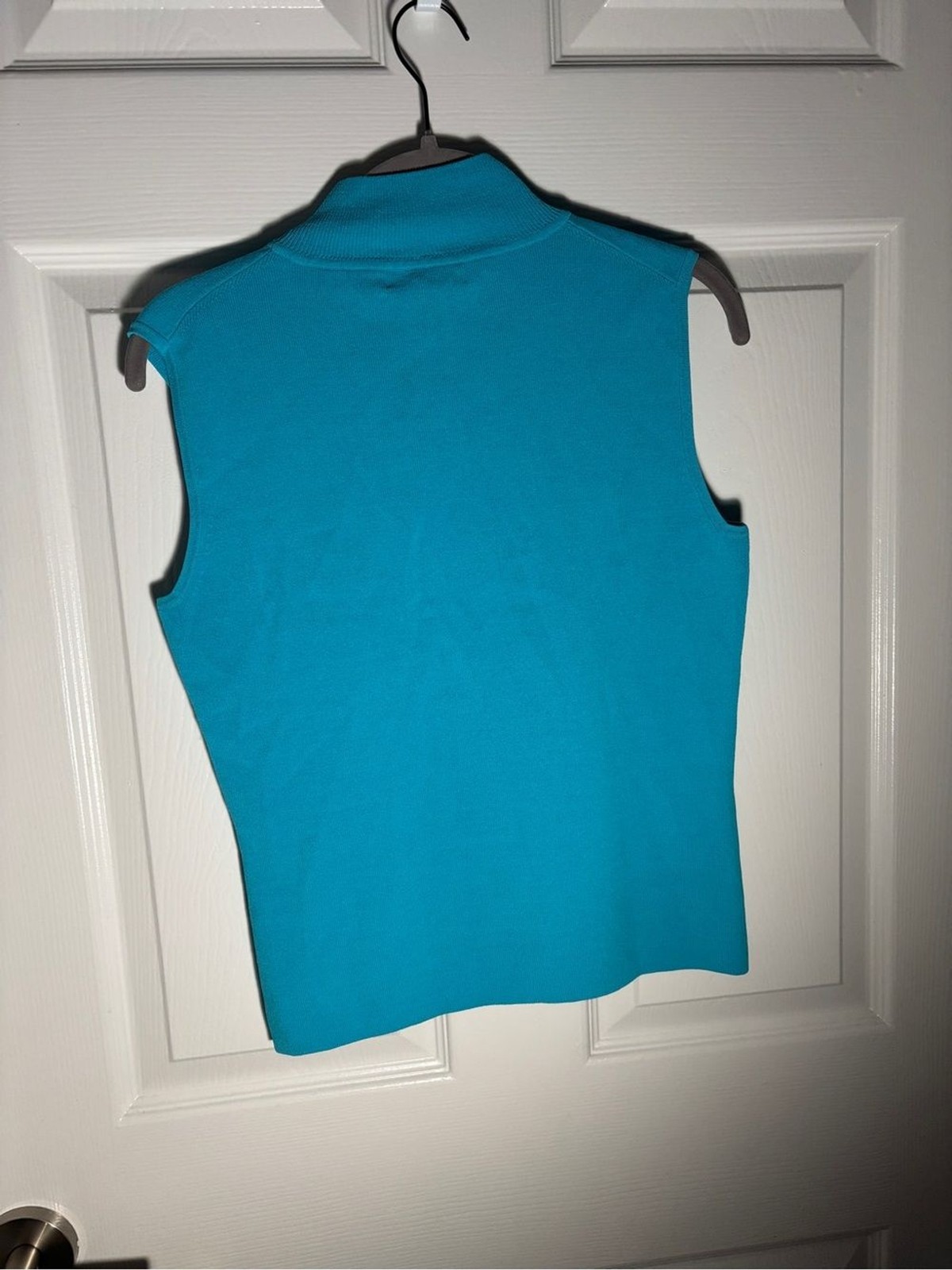 Cable & Gauge Aqua Mock Neck Sleeveless Sweater Knit Top Size S