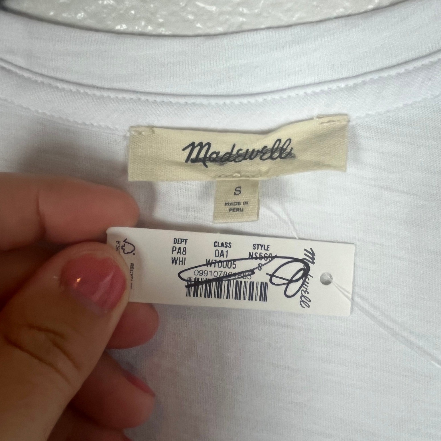NWT Madewell The Easy V-Neck Tee in Soft Slub White Small