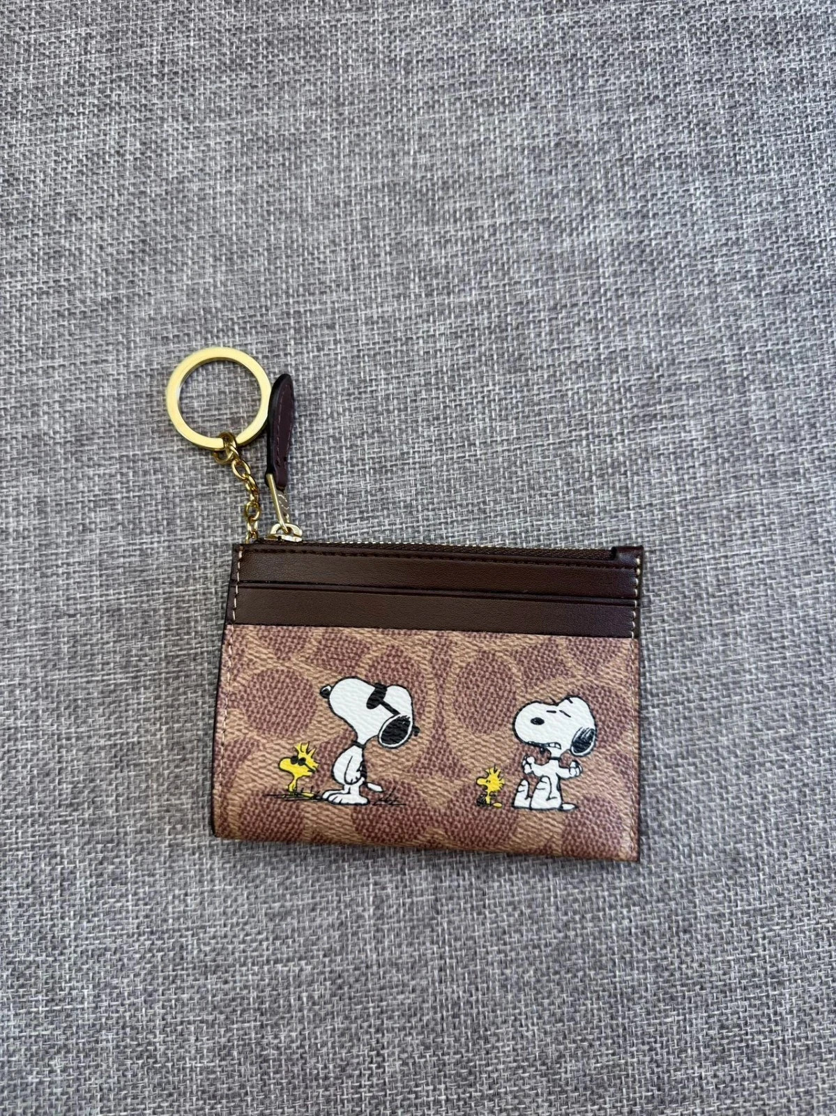 Coach X Peanuts Mini Skinny ID Case Signature Canvas W/Snoopy Print CBT14