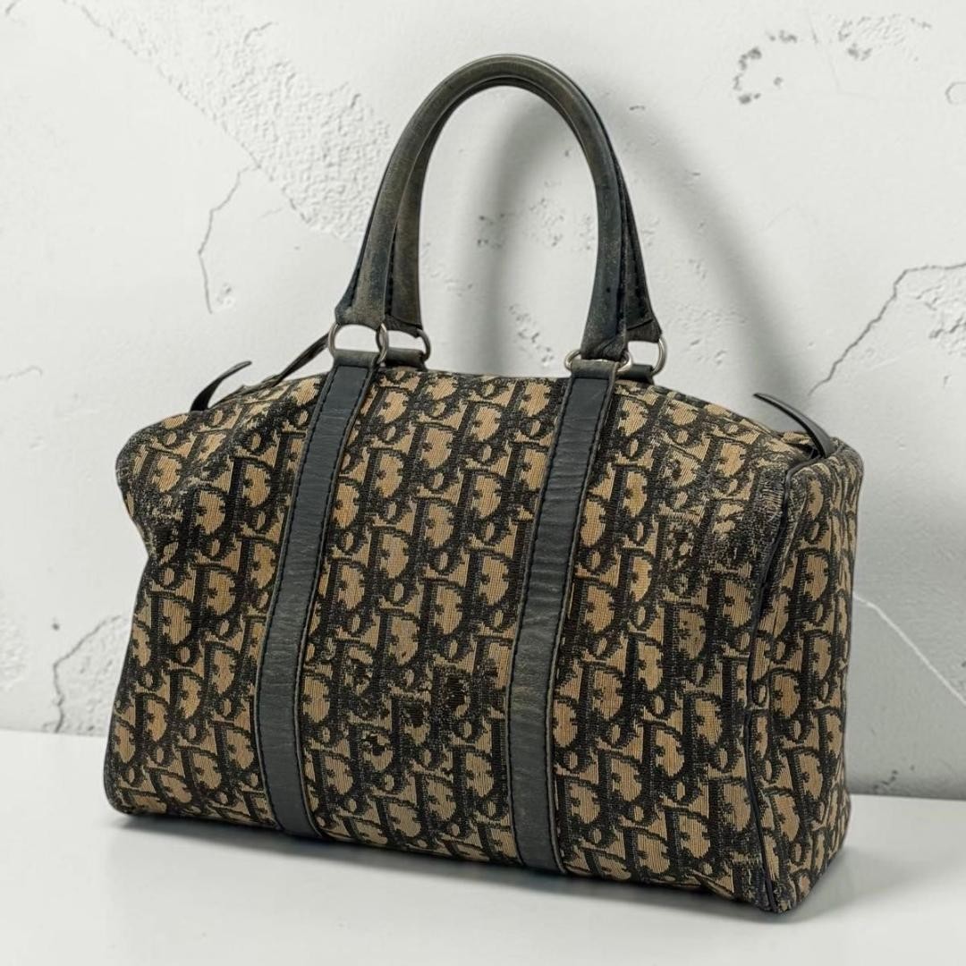 Christian Dior Bag Trotter Mini Boston Canvas Leather Old