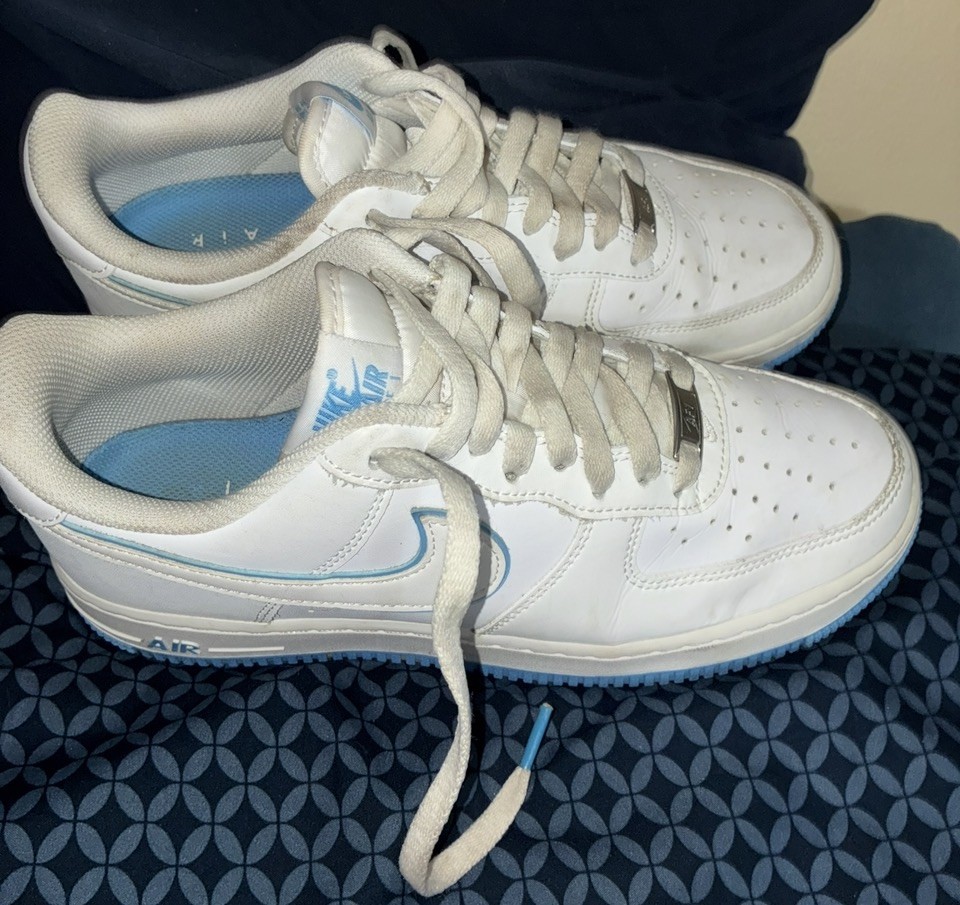 Mens – Nike Air Force 1 ’07 White University UNC SZ 8.5 US – White/ Blue- 🔥