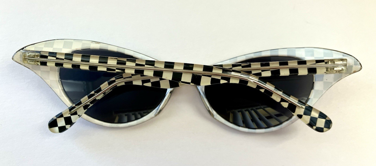 Cat Eye Small School Play Theater Clear Glasses Black Check Pattern China