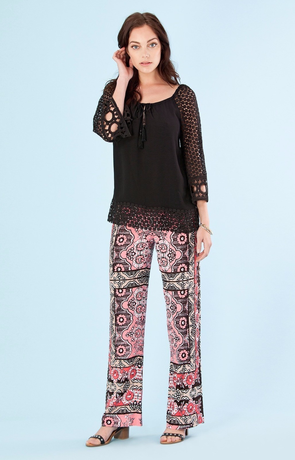 Hale Bob Floral Print Pants XS S Blue Green Pink NWT 6ARF8334