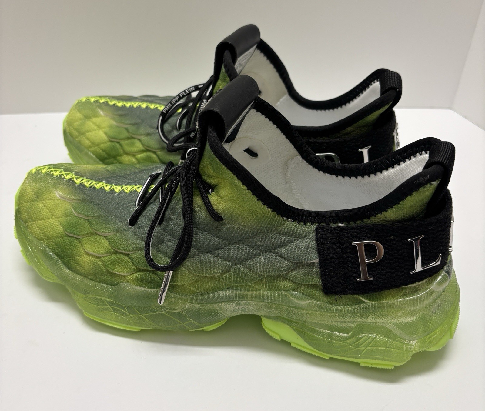Philipp Plein Runner Hyper Shock Sneakers US 8 EU 41 Green Black New w/ Box