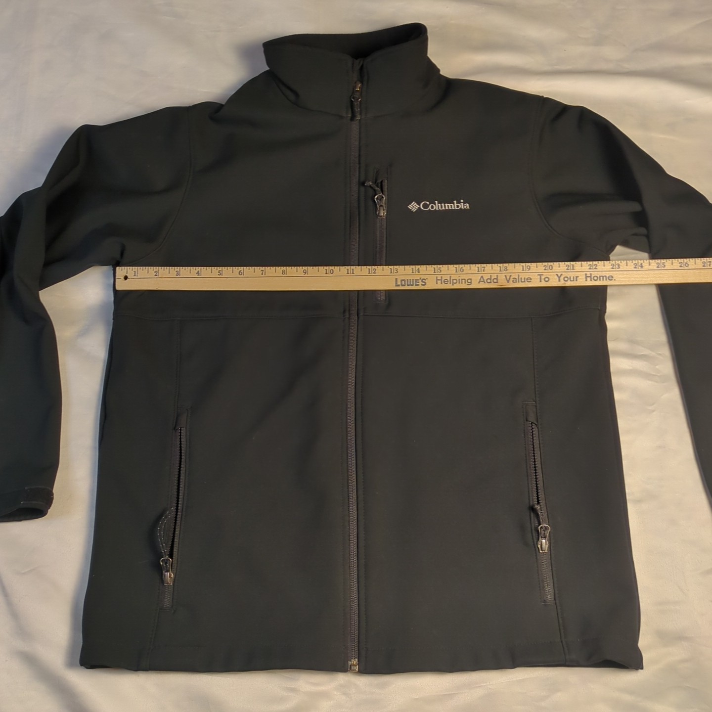 Mens Size Medium Columbia Bowen Lake II Softshell Jacket Black Windbreaker