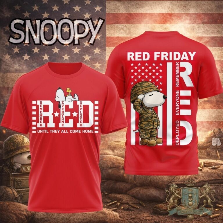 Snoopy RED Friday Remember Everyone Deployed Military Unisex S-5XL Shirt