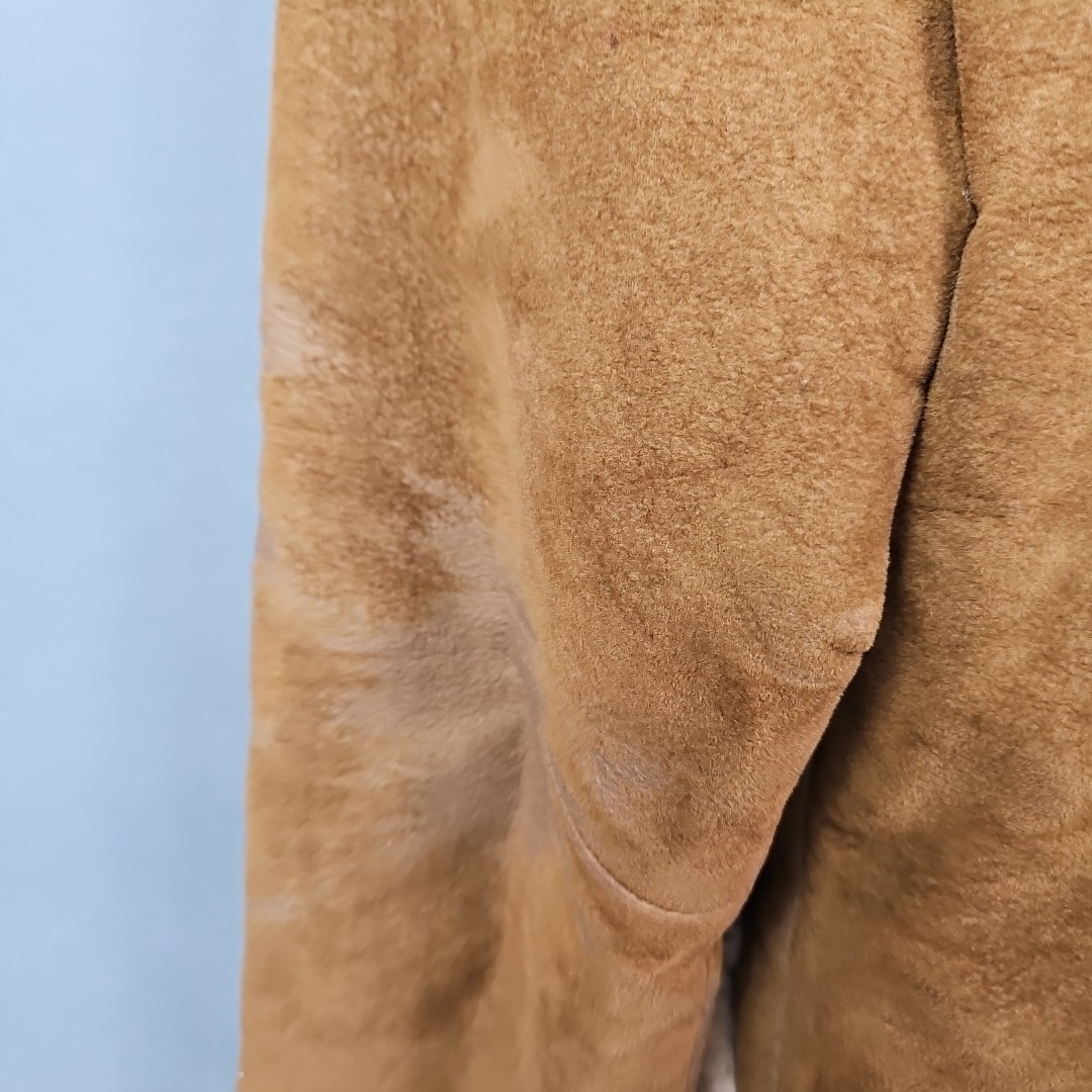 Vtg Curly Top Sheepskin Style Shearling 4 Pocket Lined Clasp Jacket Size 7/8