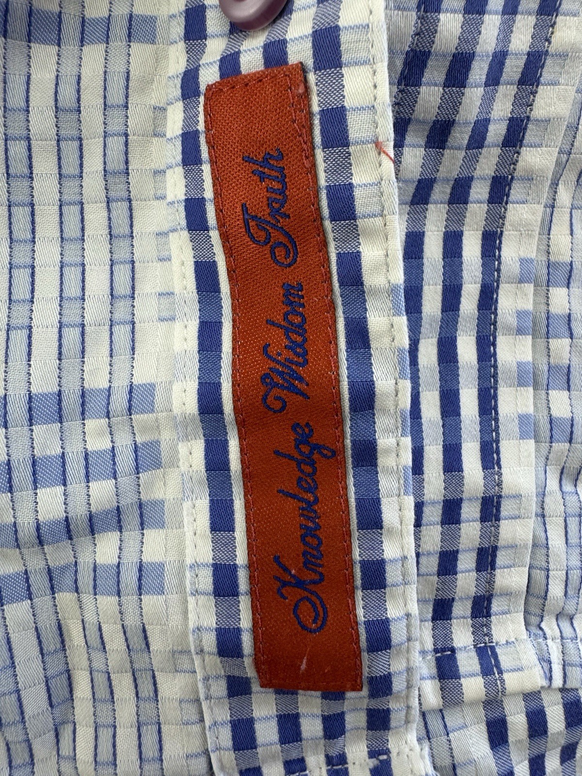 Robert Graham Geo Check Long Sleeve Shirt Blue White Pattern Size Large