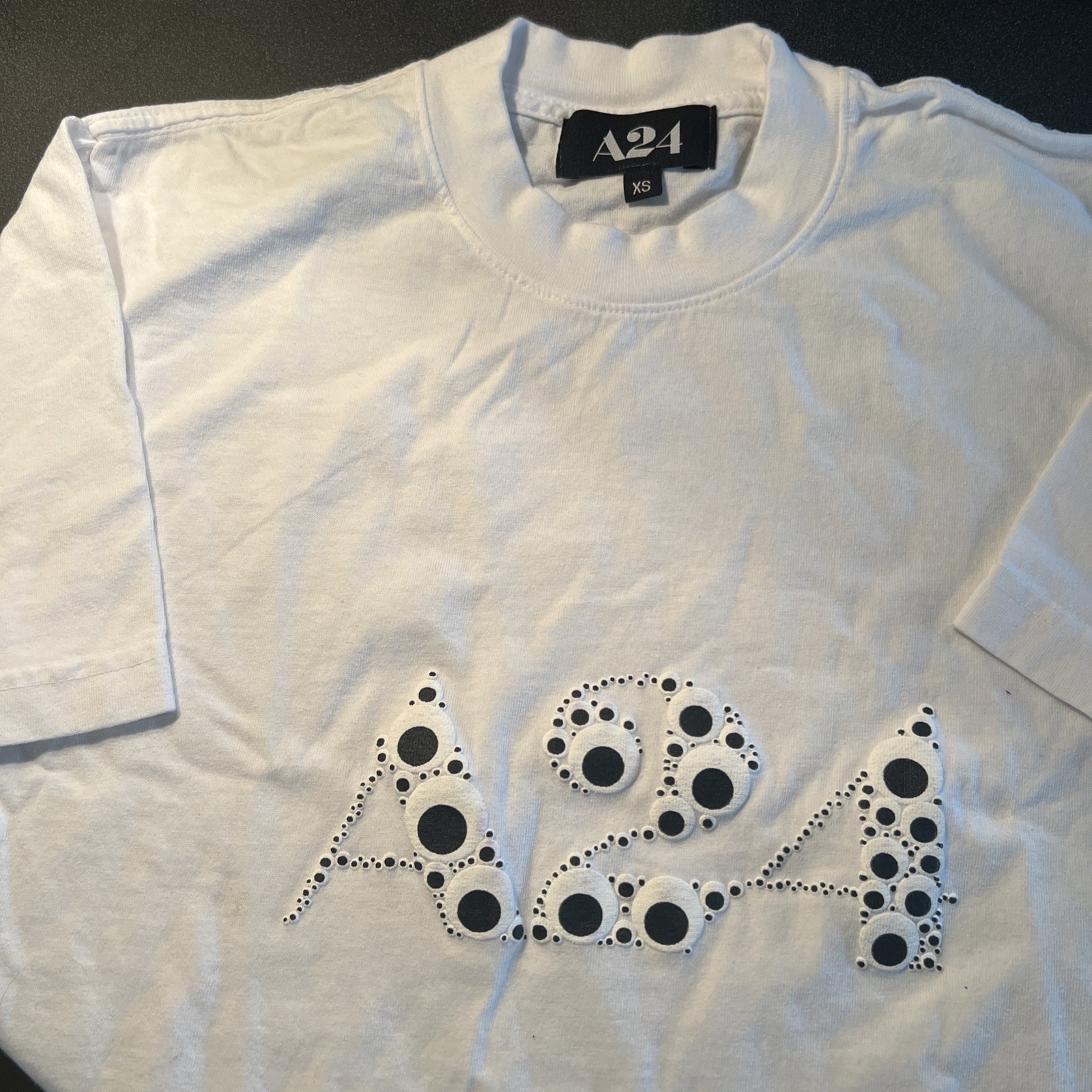 A24 XS White Embroidered Logo Tee Shirt