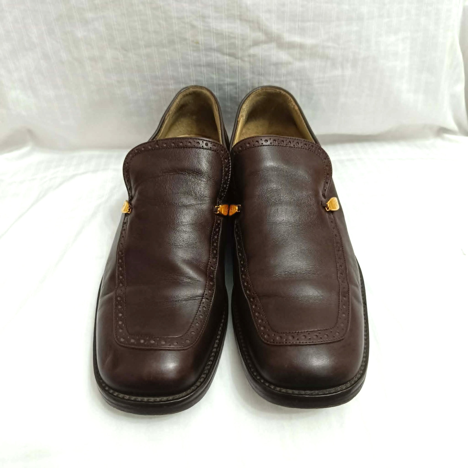 Gianni Versace Shoe Vintage Men Leather Medusa Logo Brown Loafers Sz 43 EU 10 US