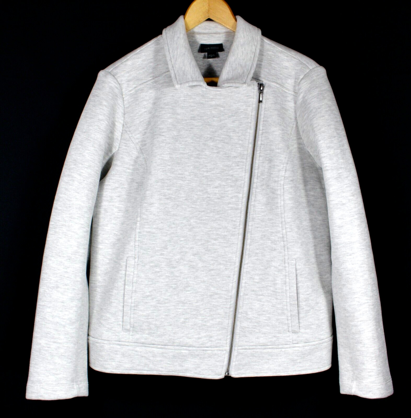 J.Jill Wearever Collection Moto Zip Jacket Medium Heather Gray Business Casual