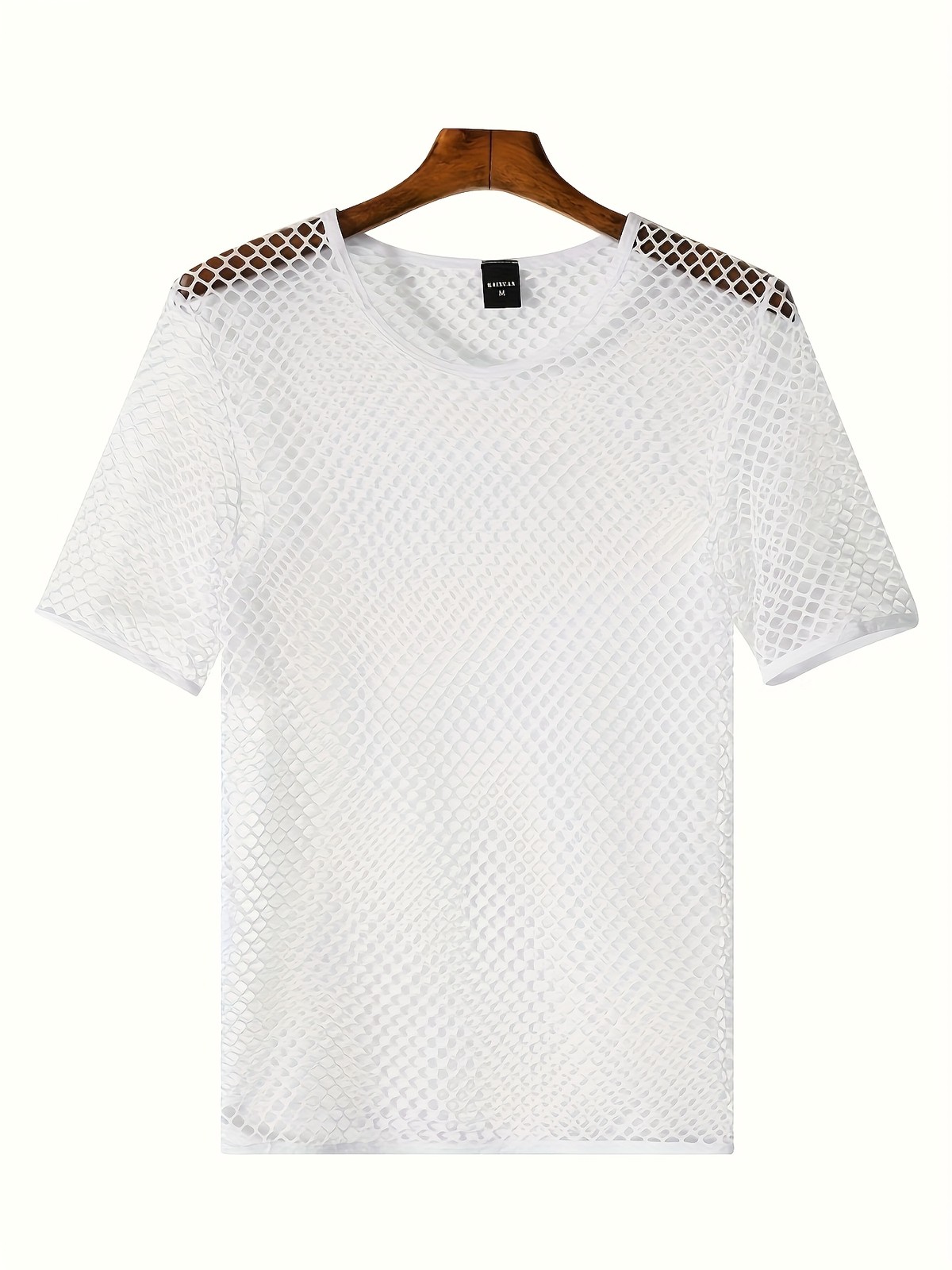 Mens’s Sheer Fishnet Short Sleeve Breathable Large Mesh Hole Top T-Shirts