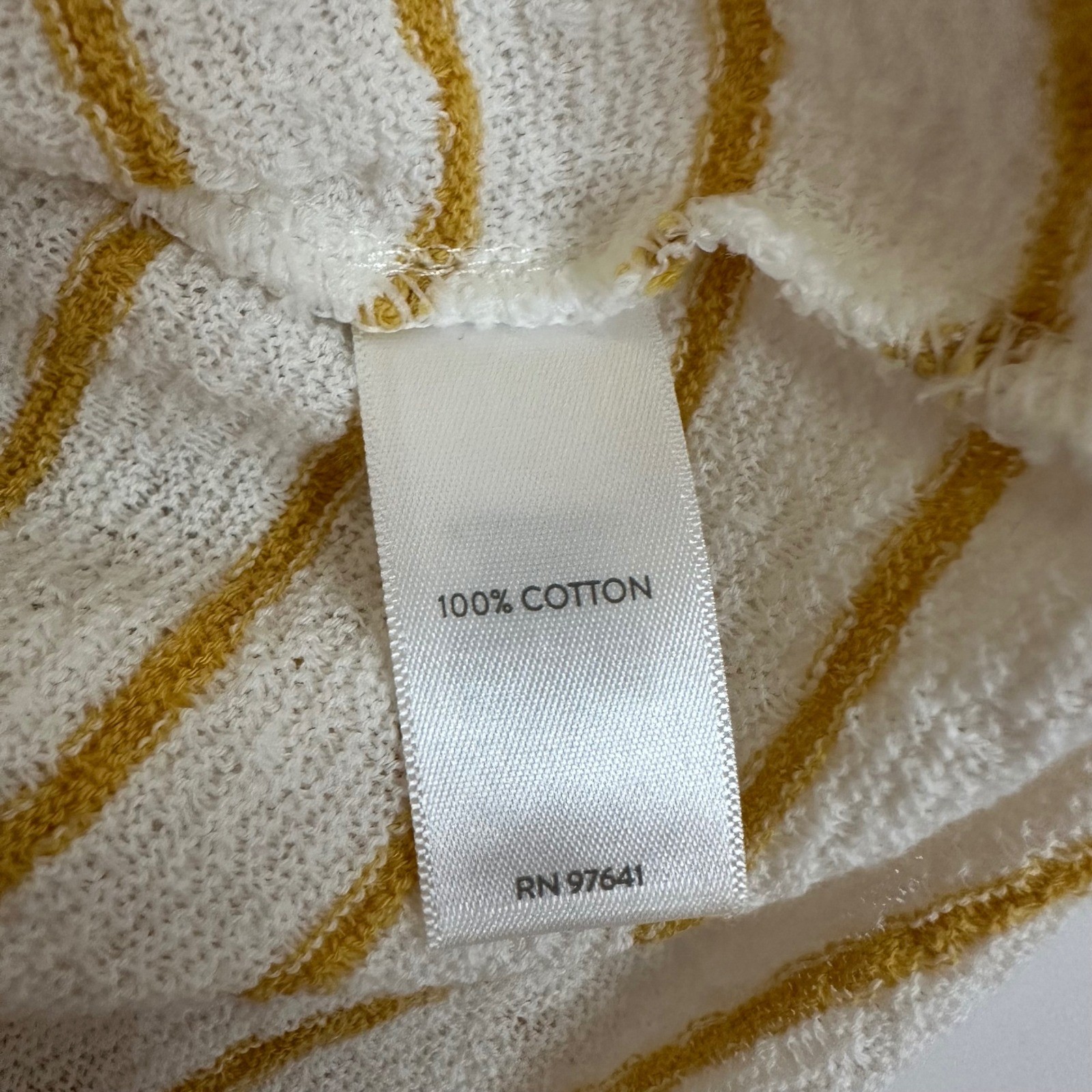 J. Jill Striped Top Womens Small White Yellow 3/4 Sleeve Cotton Knit Boat Neck