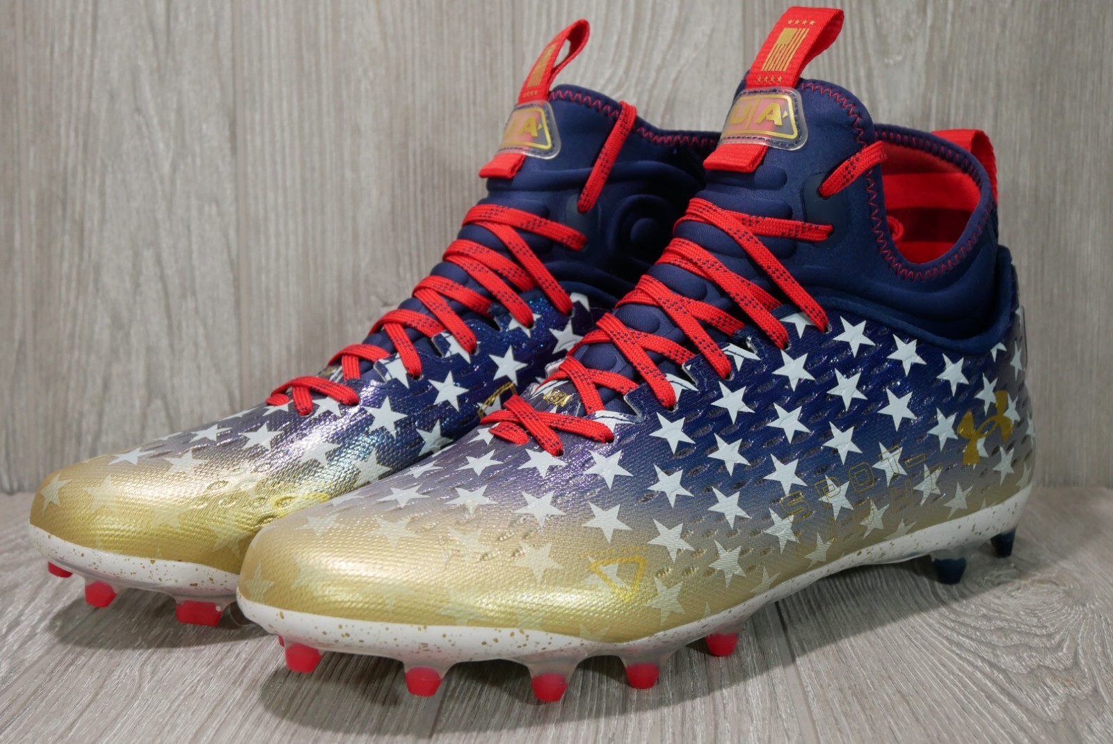 Under Armour Spotlight Lux LE MC USA Stars Football Cleats 3025366-100 Mens 9 11
