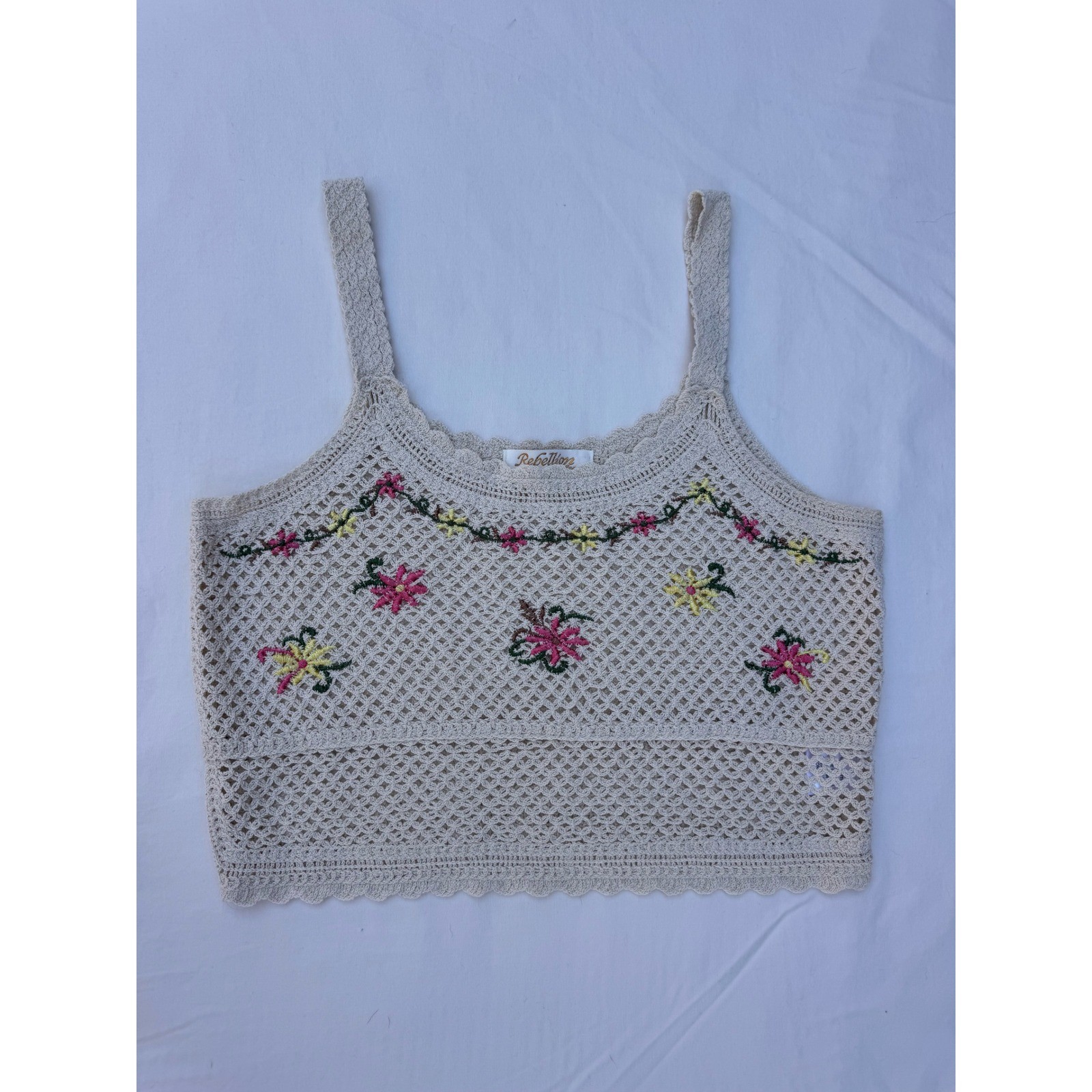 Rebellion Again Crochet Floral Tank Top