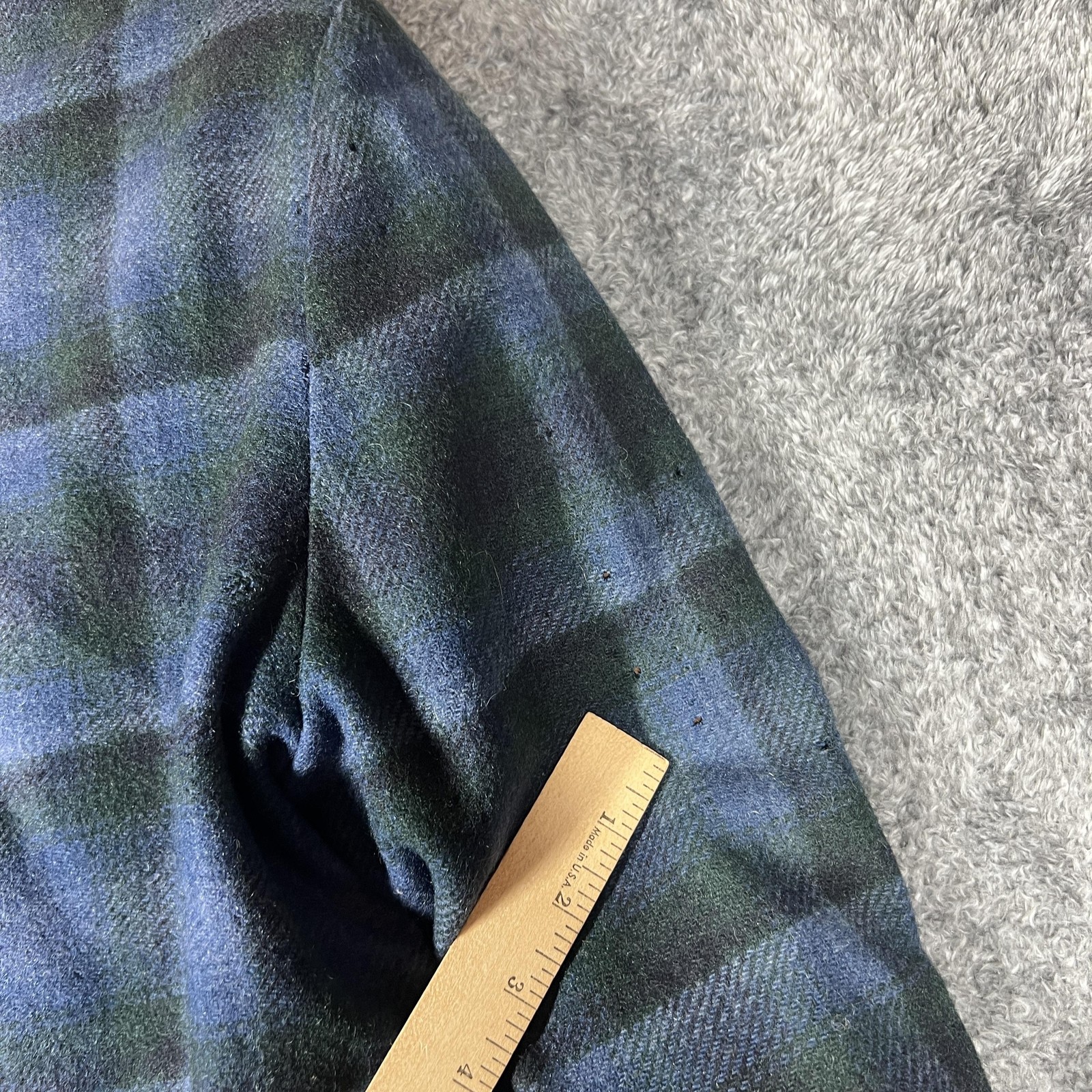 Vintage Pendleton Coat Mens 38 Blue Plaid Wool Overcoat Fur Trim Quilted 70s