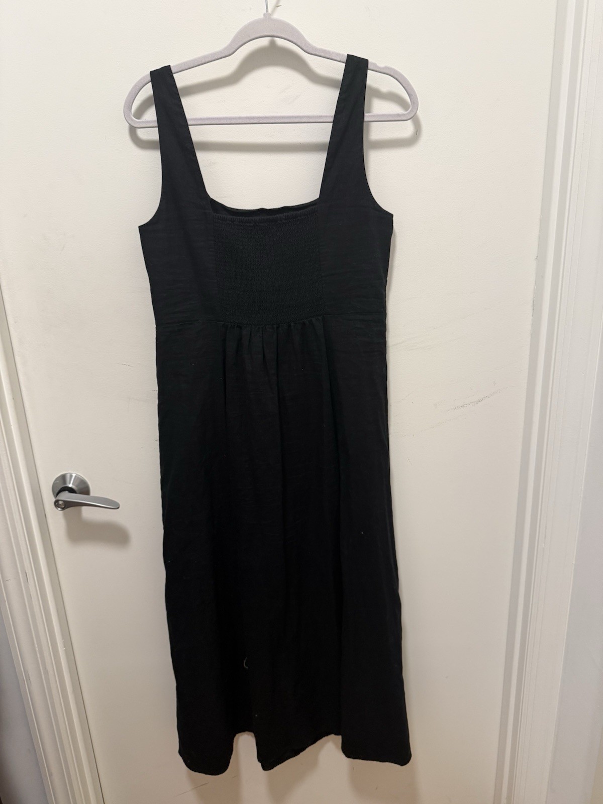 GAP Women’s Size M Black Solid Square Neck Sleeveless Shift Midi Dress