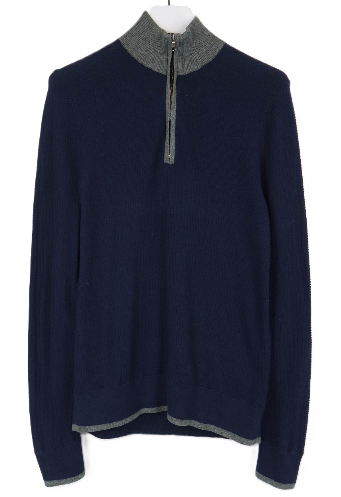 Brooks Brothers Sweater Mens Medium Blue Knit High Neck Half Zip