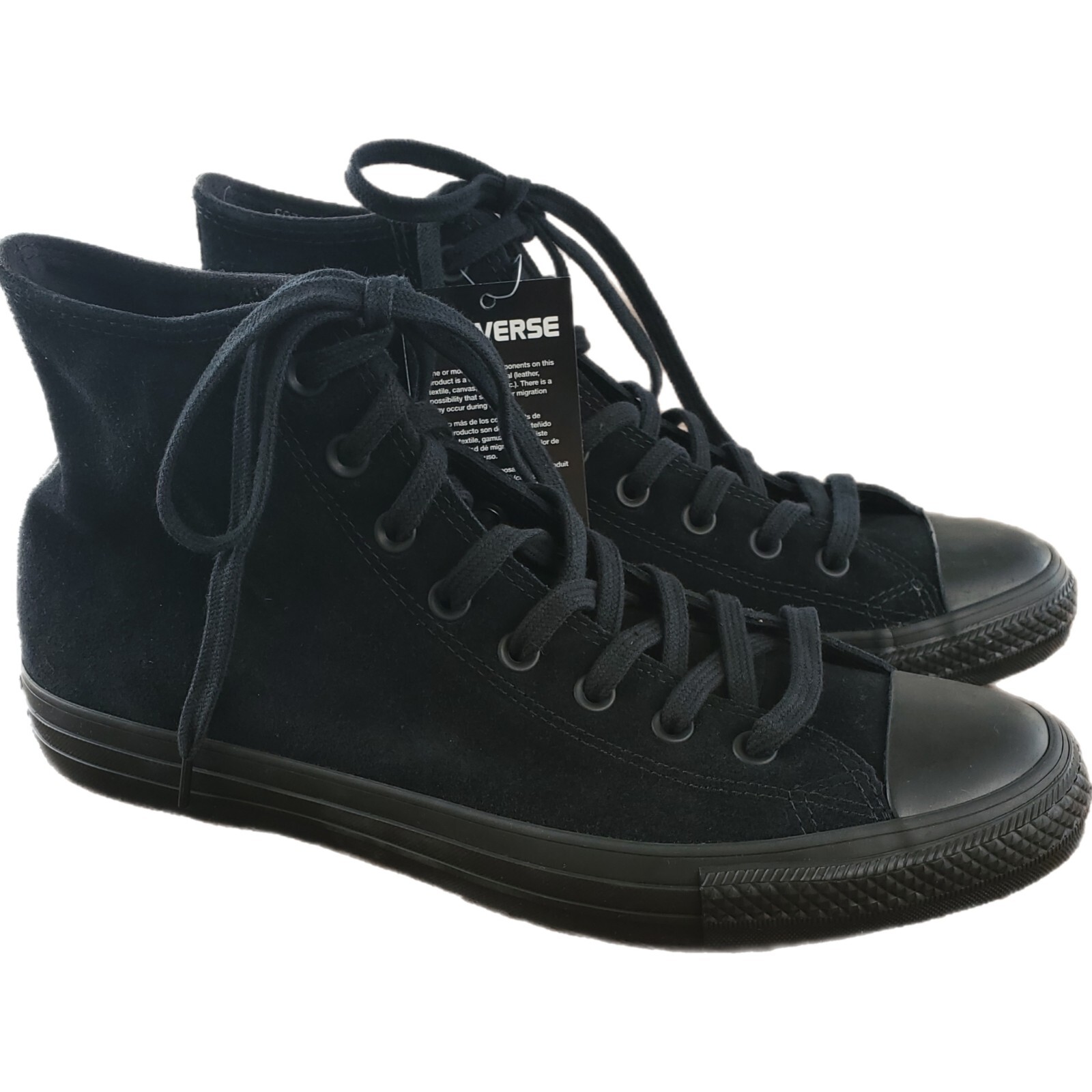 NWB Converse CTAS Hi Suede Black/Black Monochrome Shoes Mens Sz 10 Womens Sz 12