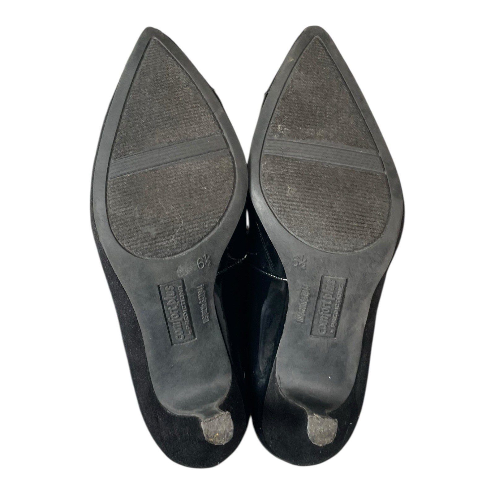 Comfort Plus Pointed Toe Pumps Suede And Patent Leather Black Size 6.5
