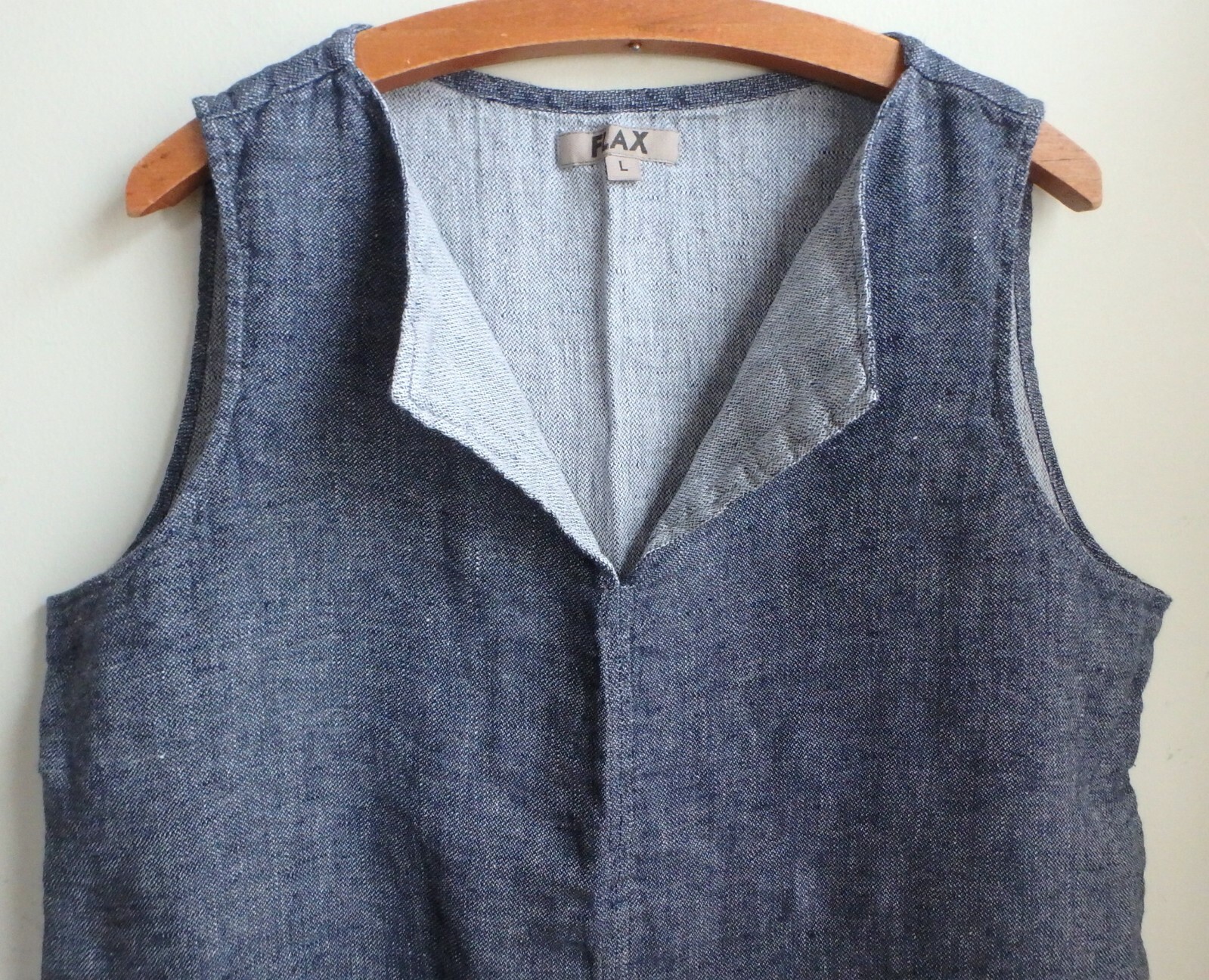 FLAX Designs Linen Tank L NWOT Collared Tank MIDNIGHT MELANGE