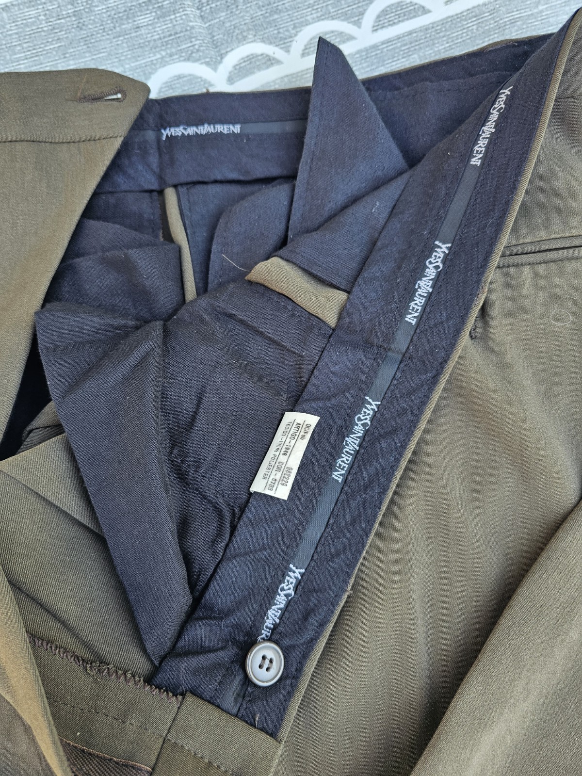 Vintage 90s Y2K 2000s Yves Saint Laurent Pour Homme Mens 2 piece Olive Suit