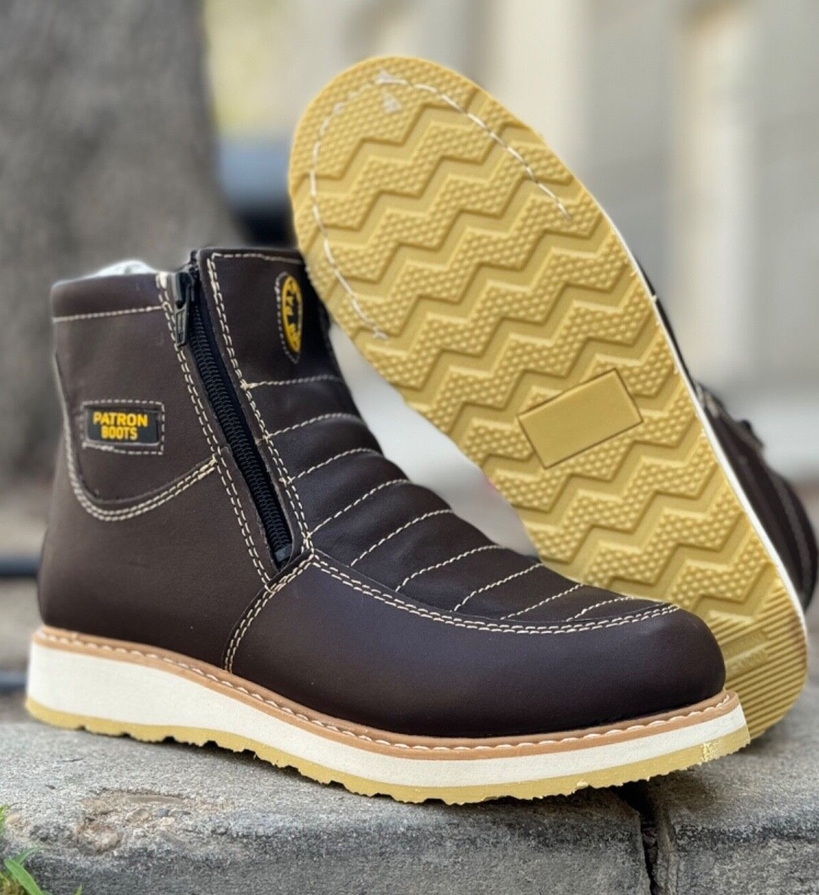 MENS WORK BOOTS LEATHER ZIP UP SAFETY SOFT TOE OIL RESISTANT SUPER LIGHT WEIGHT.