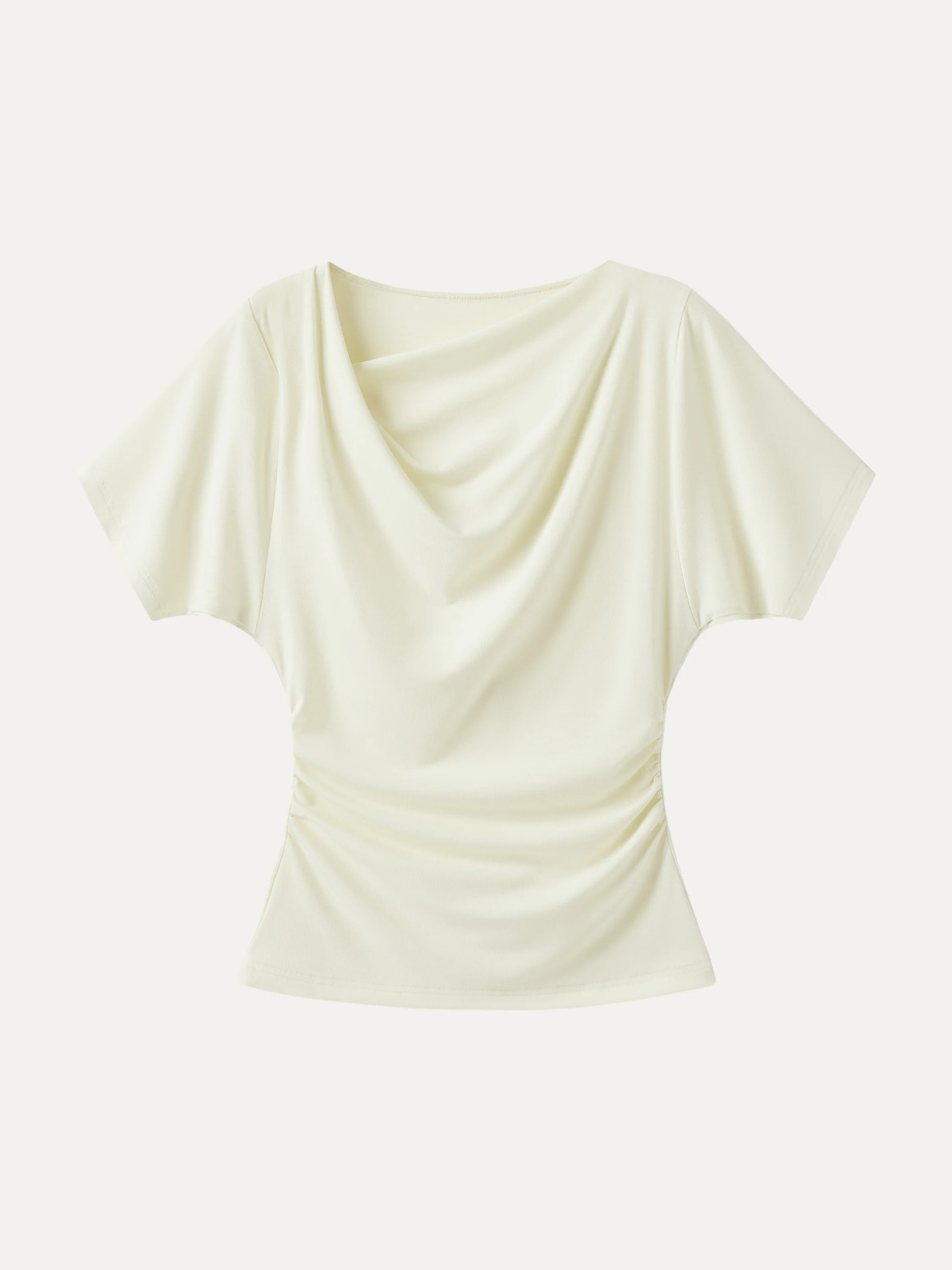OGL Asymmetrical Cowl Neck Ruched Top