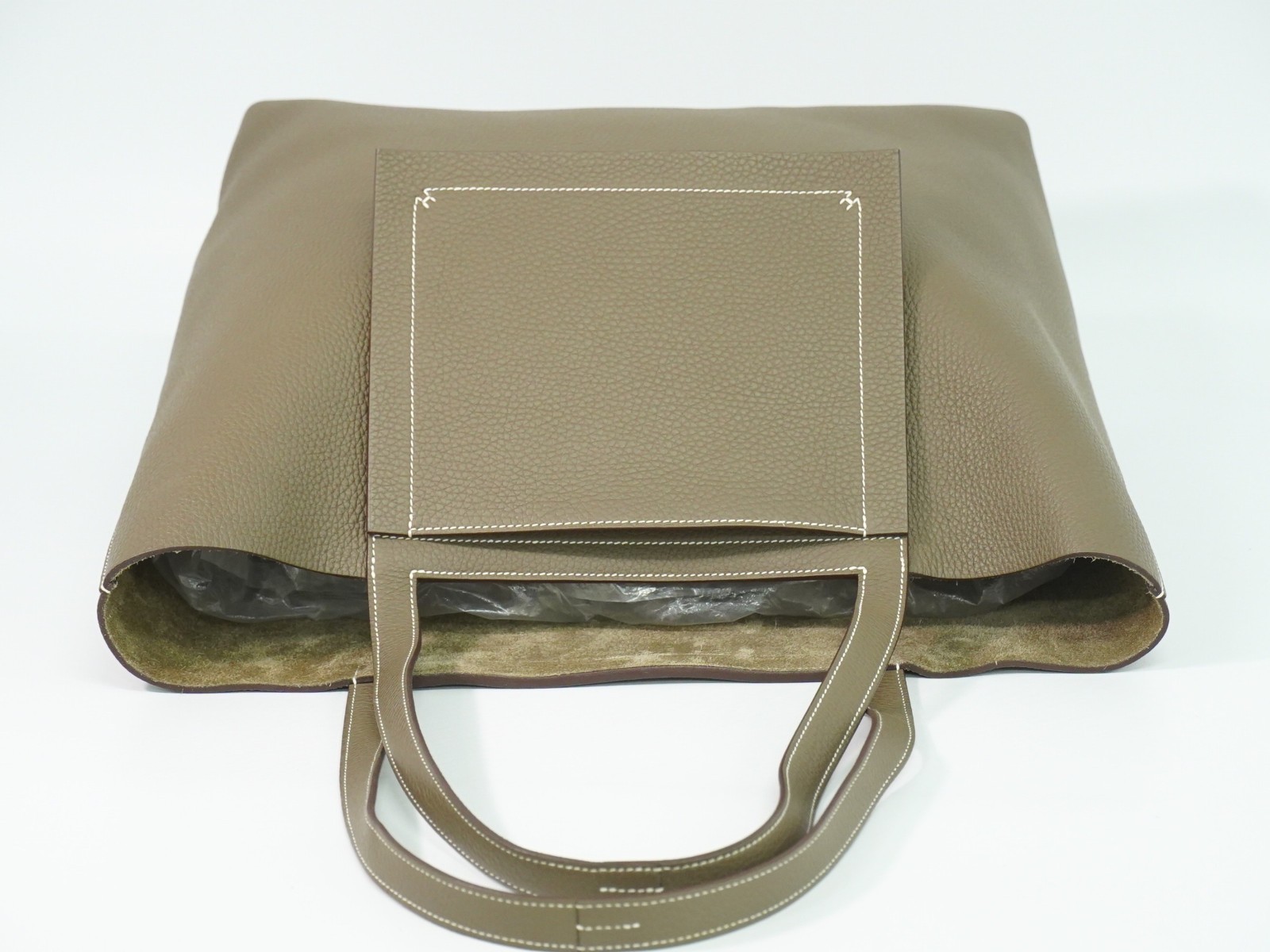HERMES Cabasellier 46 Leather Shoulder Bag Tote Bag Etoupe