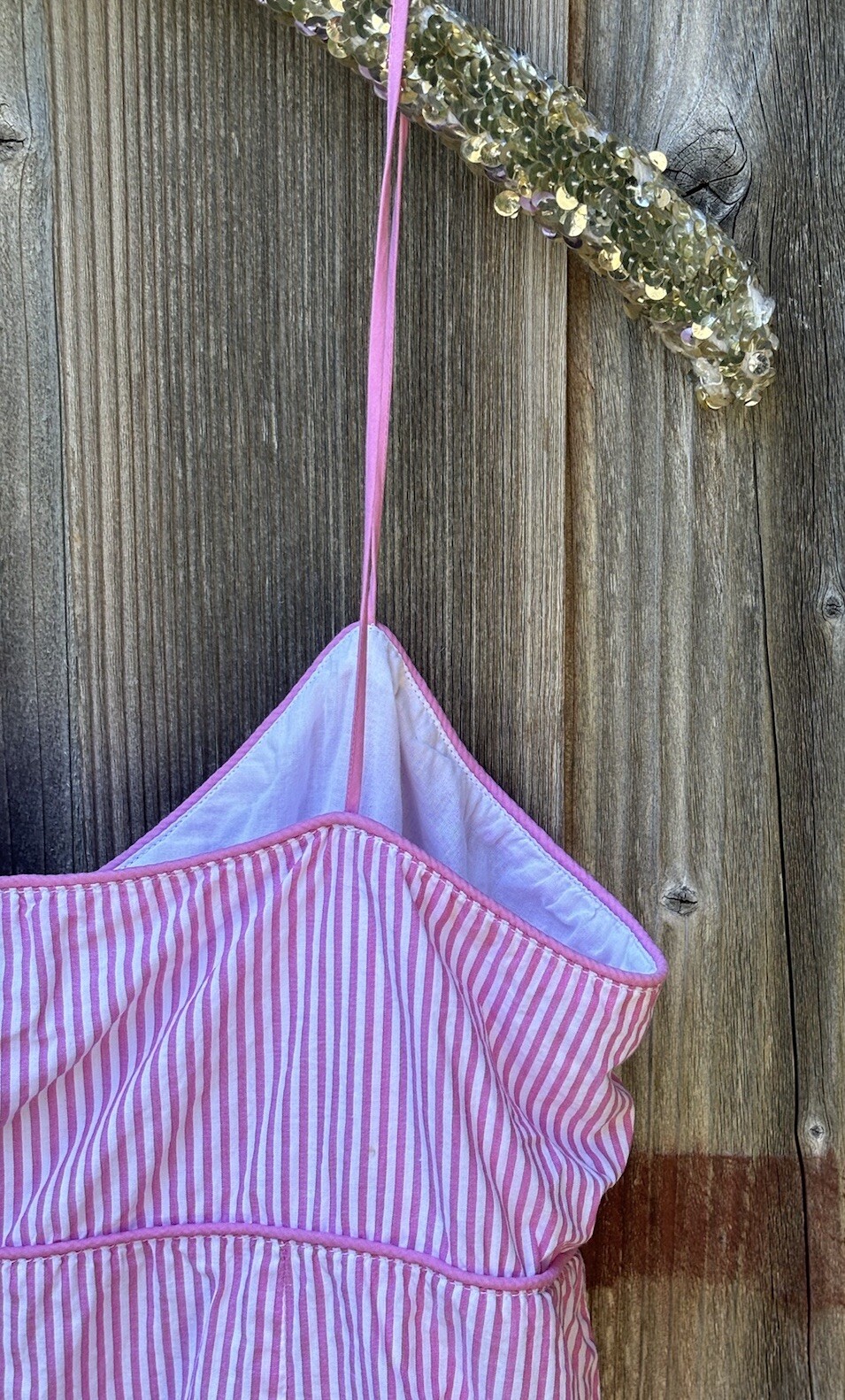 Gap Cami Summer Top Side Zip W 12 Pink White Stripes Lined Fresh Chic Straps