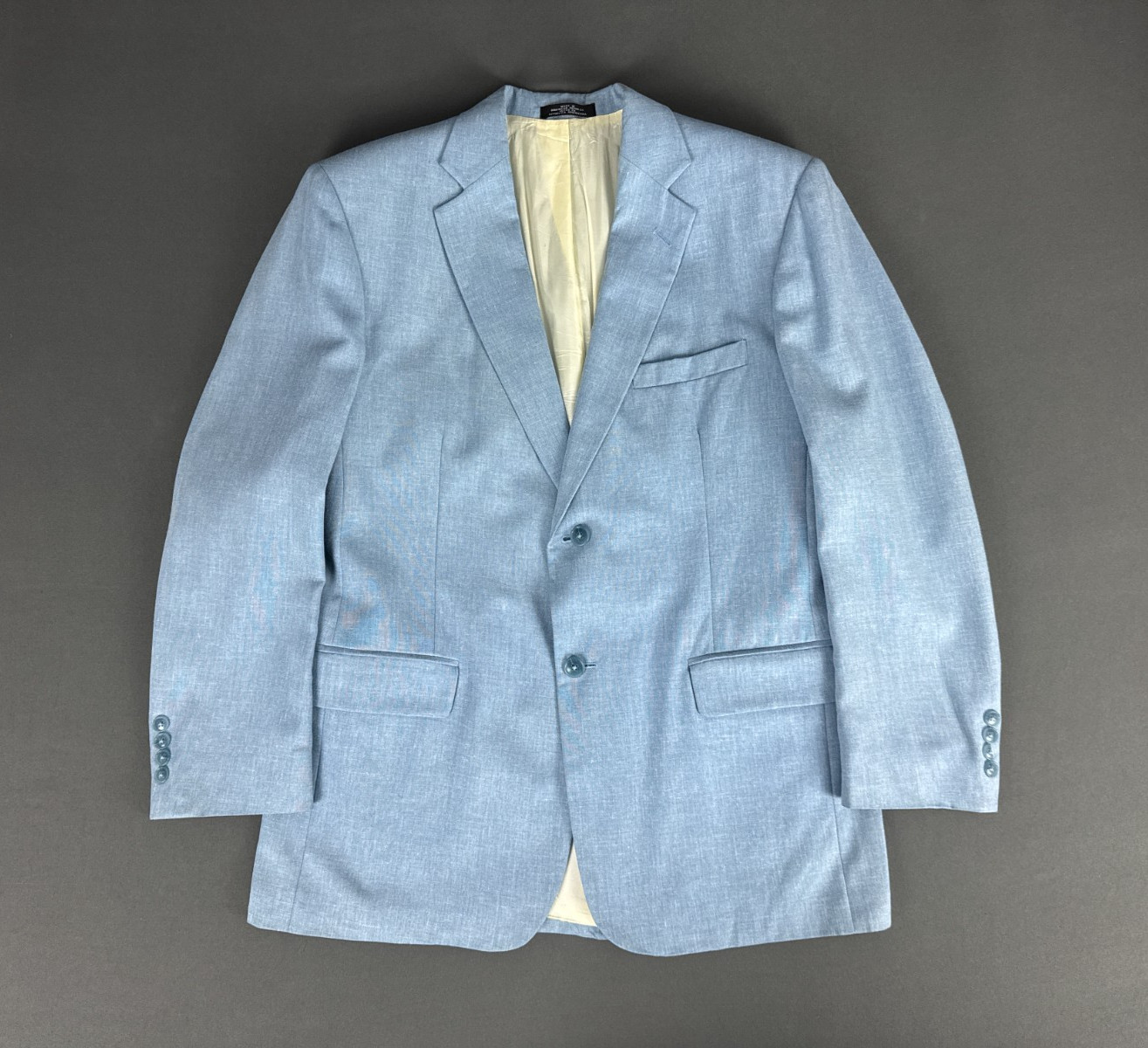 David Taylor 40R Blue Linen Blend Blazer Sport Coat Summer Jacket Vintage